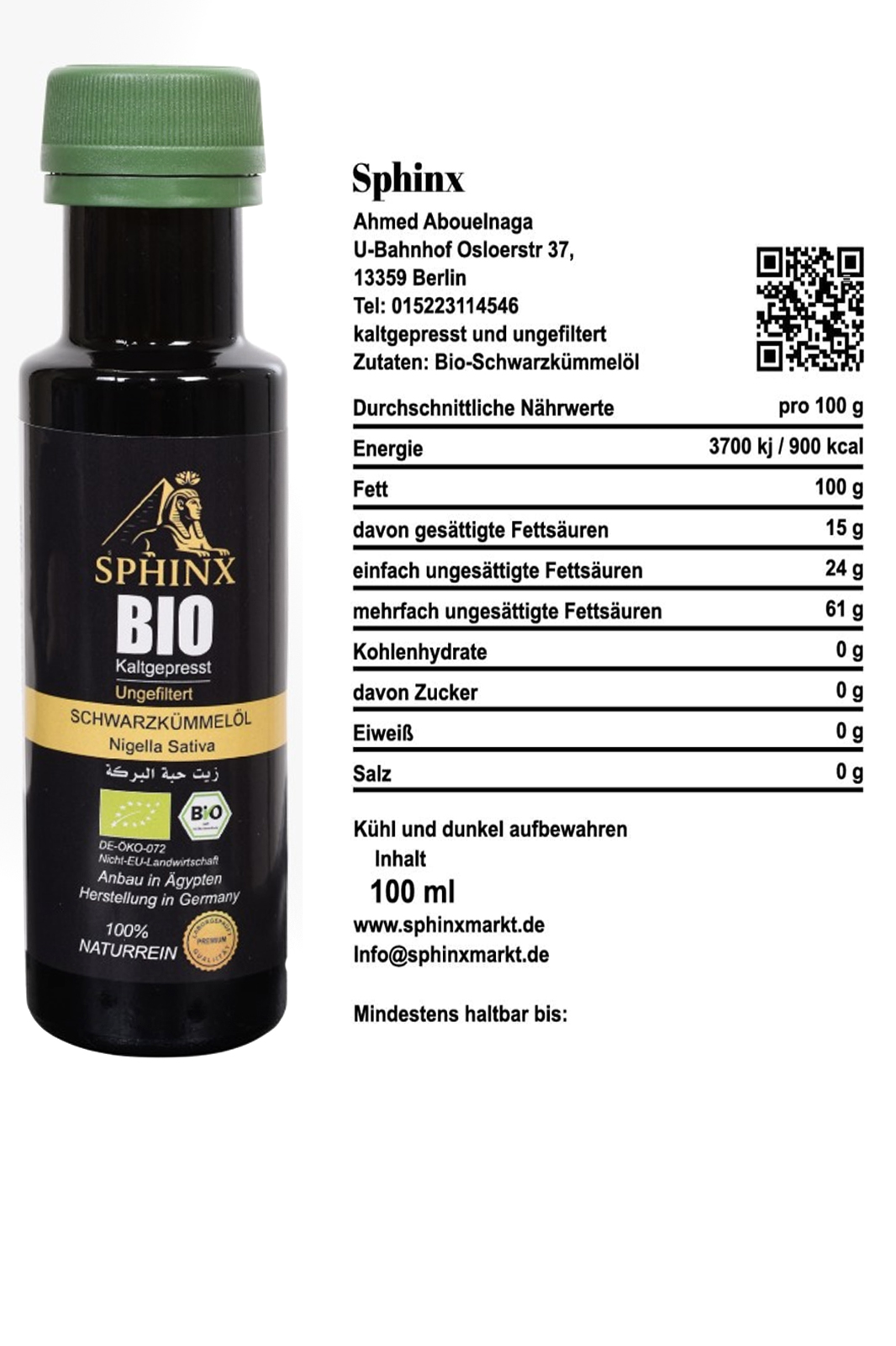Bio Schwarzkümmelöl 100 ml