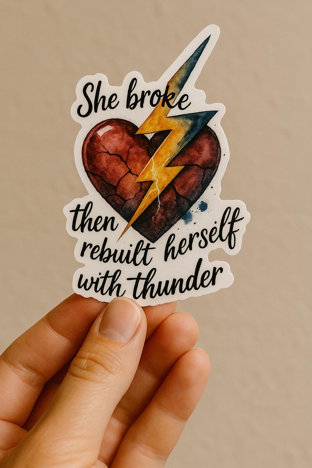 Empowering Heart Lightning Sticker: Feminist Self-Love Decal