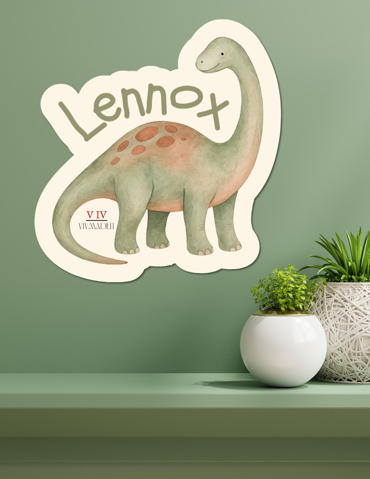Personalized Brontosaurus Wall Decal: Custom Name Dinosaur Sticker