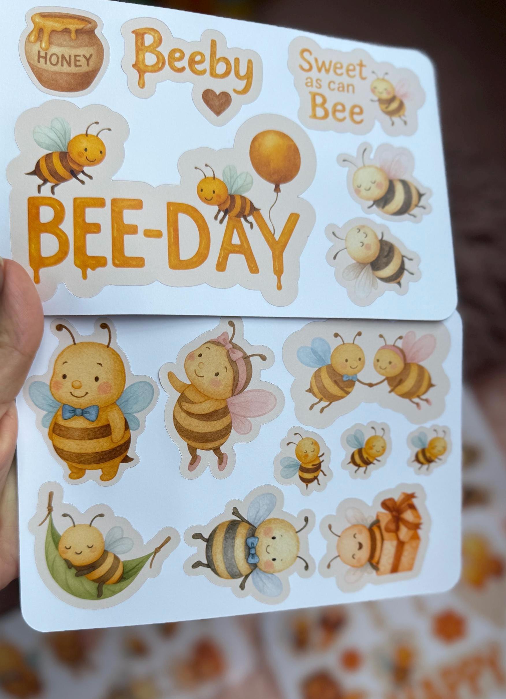Baby Birthday Sweet As Can Bee Party Decor Sticker Pack - 36 Pieces