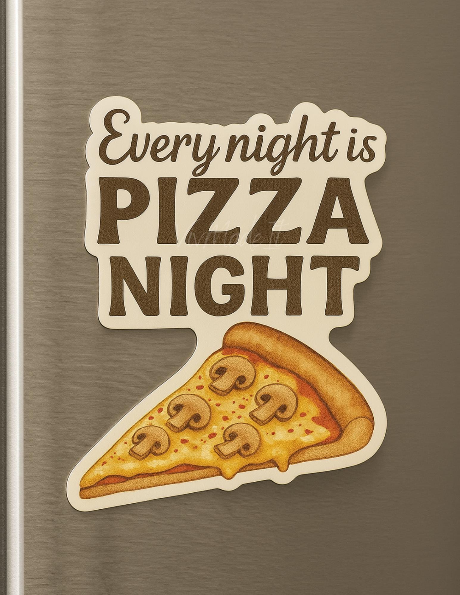 Mushroom Pizza Fridge Magnet: Funny Foodie Kitchen Decor