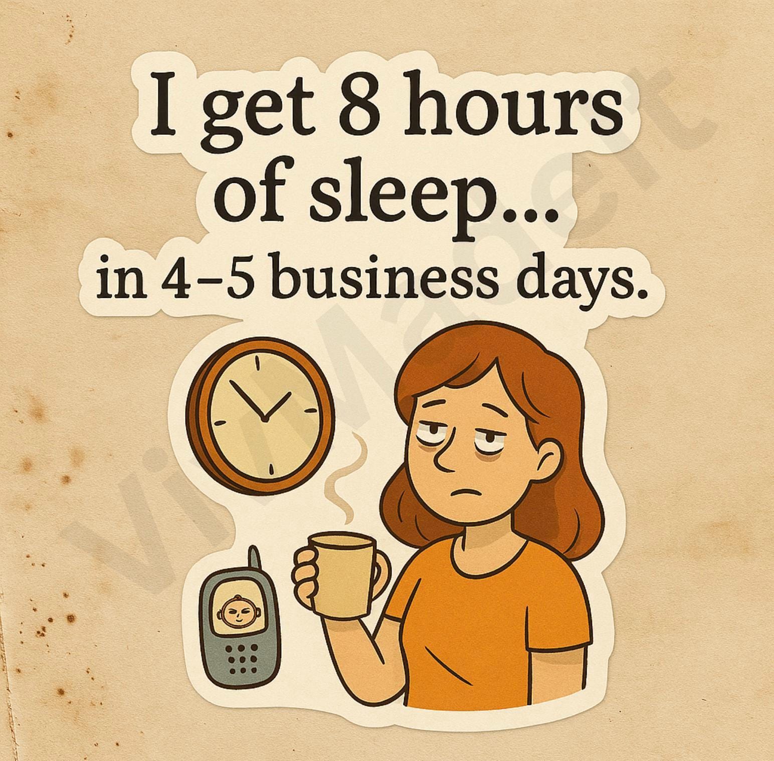 Funny Sleep-Deprived Mom Sticker: Exhausted Mom Humor - Waterproof Vinyl Decal