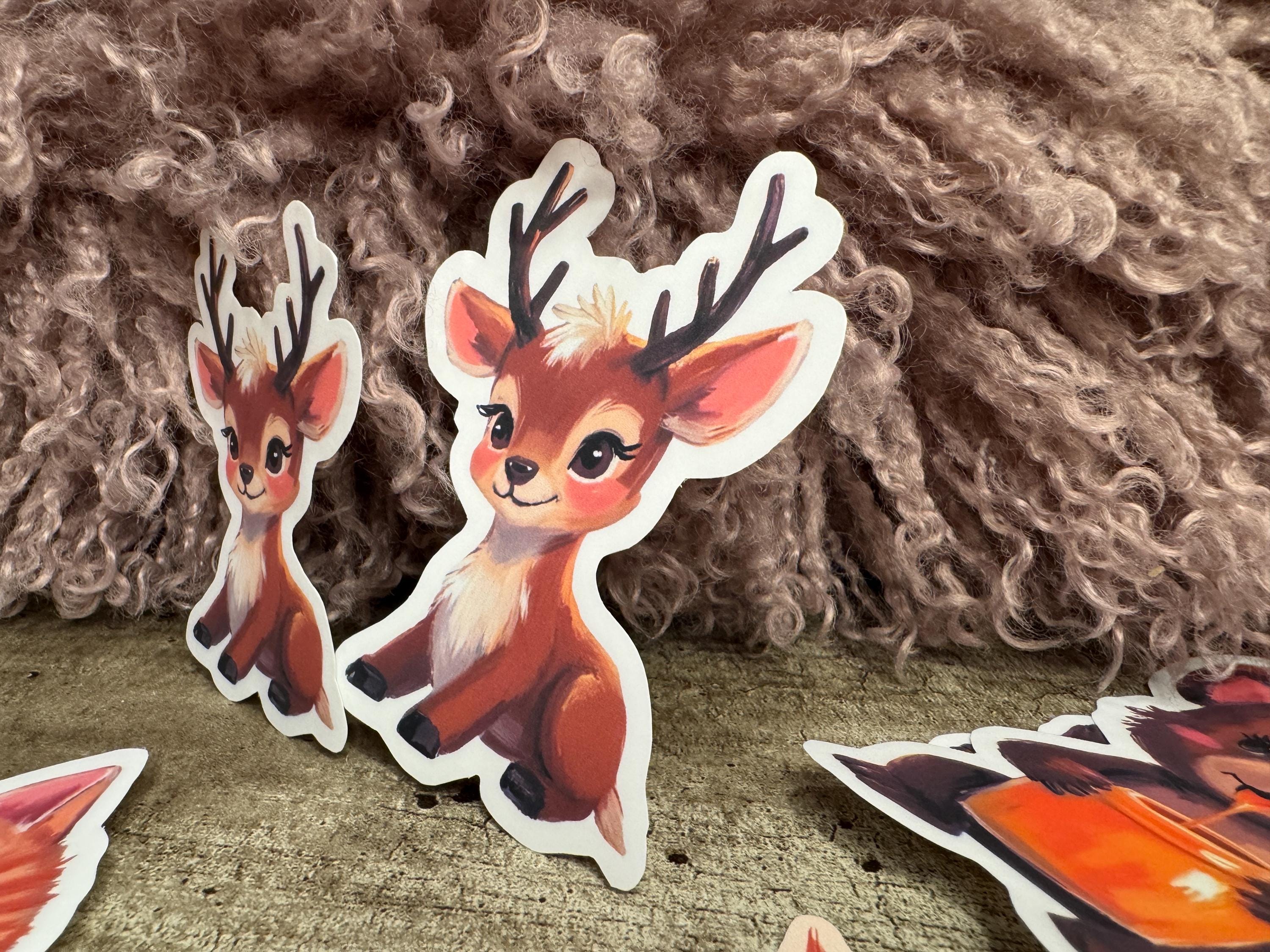 Baby Deer Sticker: Storybook Fall Fawn, Woodland Animal - Matte, Gloss, or Waterproof