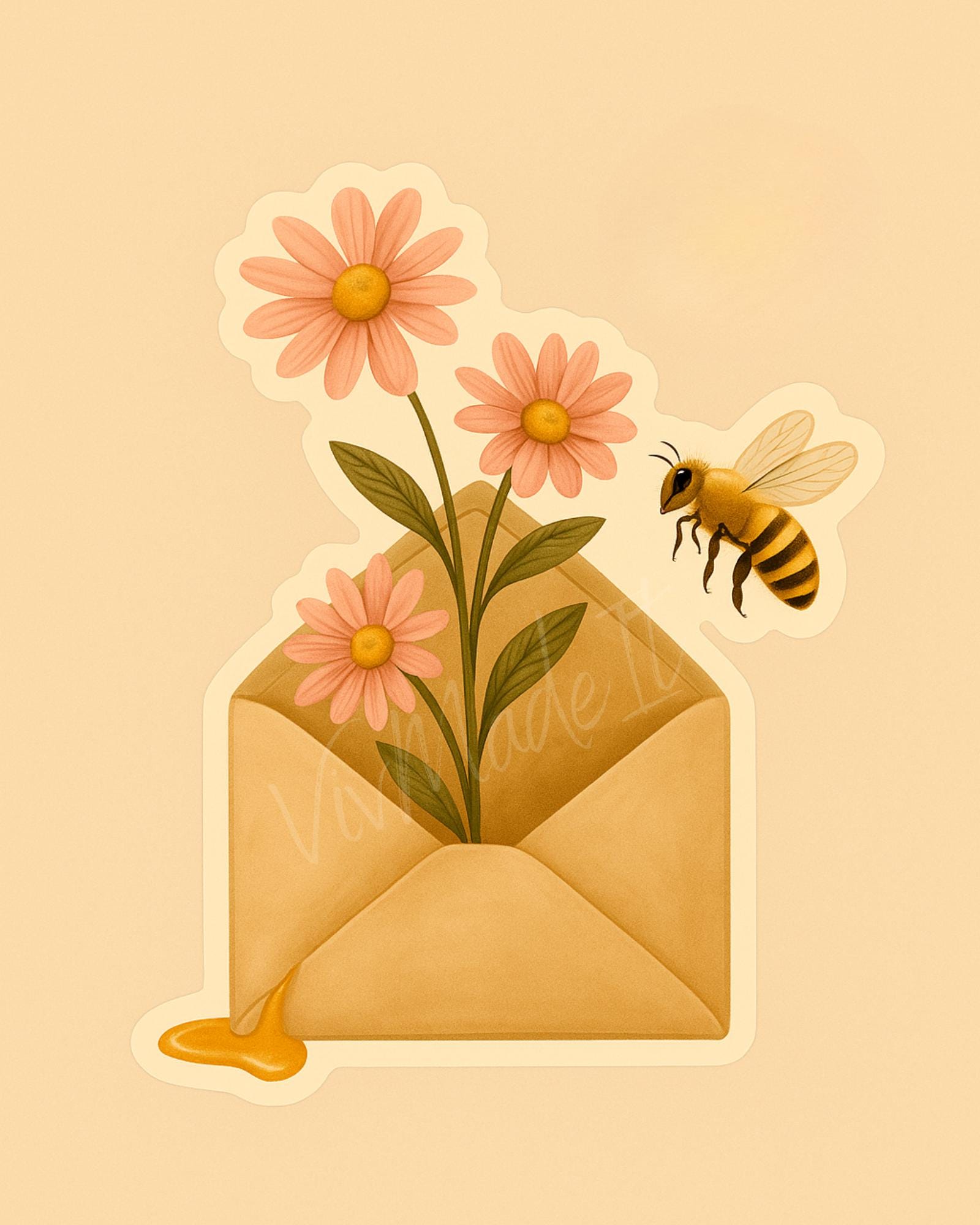 Daisy Envelope Sticker: Floral Cottagecore Waterproof Vinyl Sticker