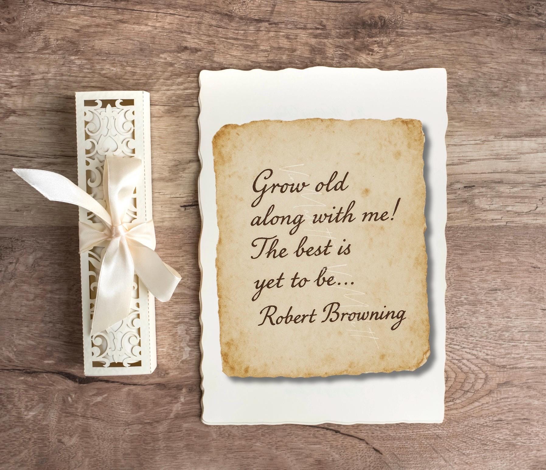 Grow Old Along With Me – Robert Browning Quote Sticker | Vintage Love Letter Aesthetic | Romantic Poetry Gift for Anniversary or Wedding