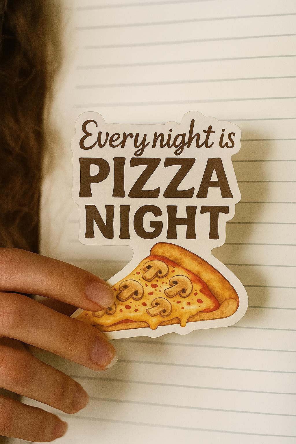 Pizza Night Vinyl Sticker: Funny Food Laptop Decal
