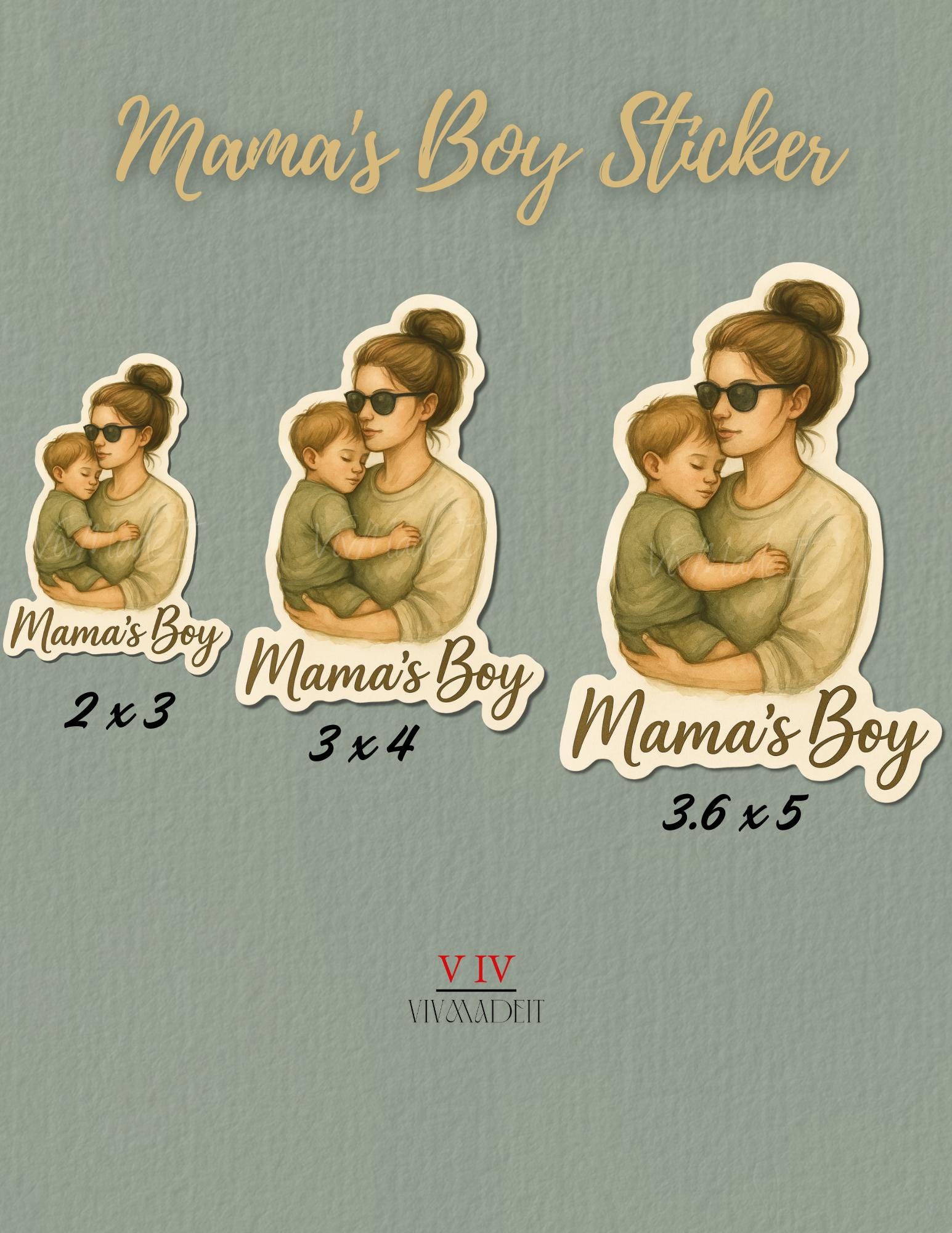 Mama’s Boy Sticker – Watercolor Mother and Son Hug – Cute Mama Sticker Gift – Gentle Parenting Aesthetic Decal for Mom Life, Laptop Sticker