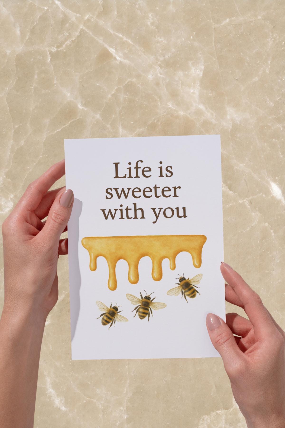 Bee Notecards: Honey Jar Flat Cards with Envelopes - Custom Message