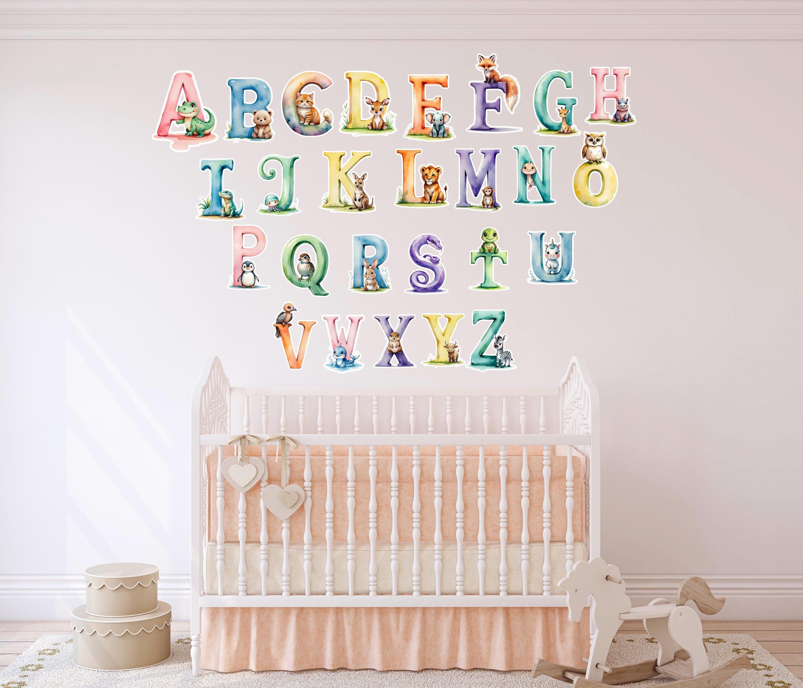 Watercolor Animal Alphabet Wall Decals: A-Z Nursery Decor Set