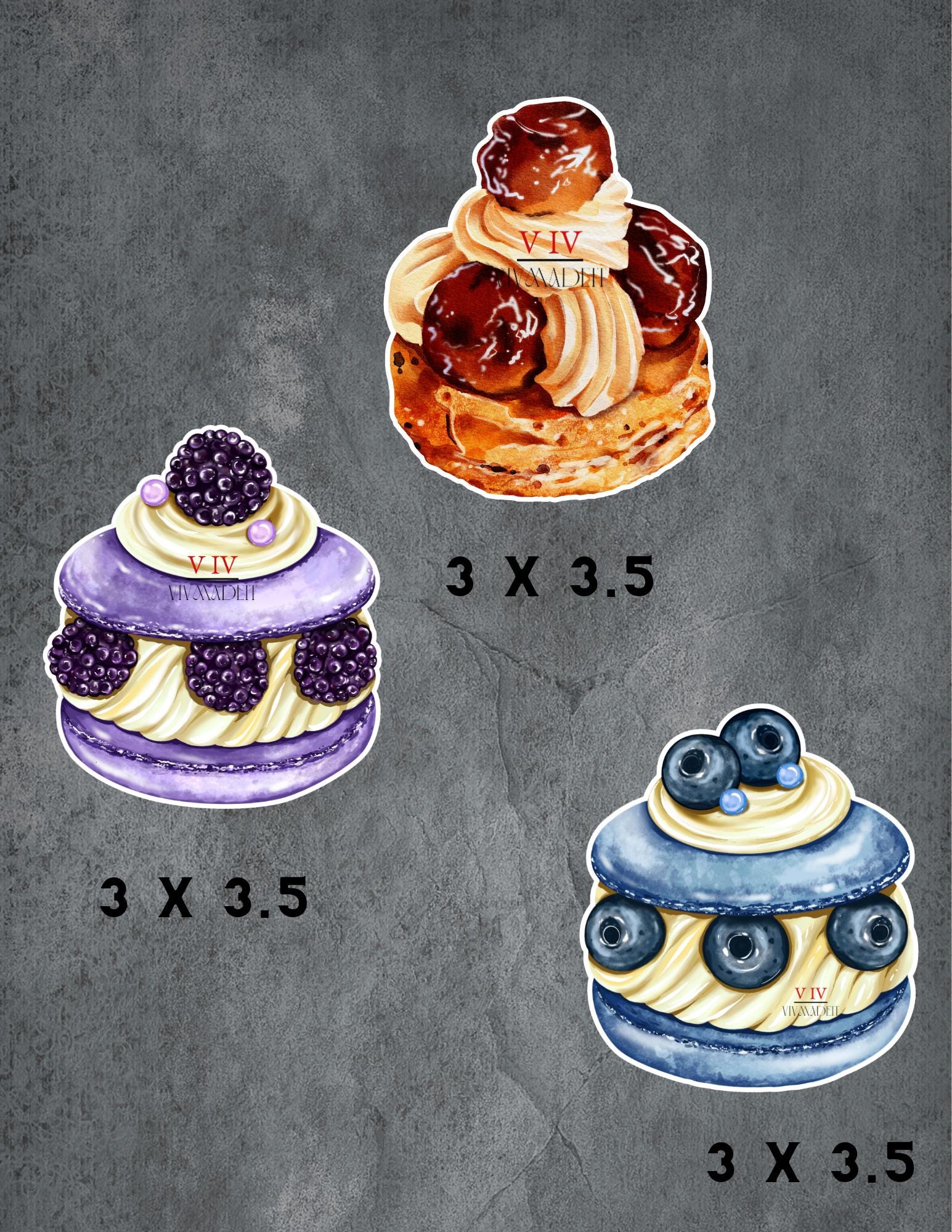French Pastry Stickers: Waterproof Bakery Stickers for Laptop, Journal