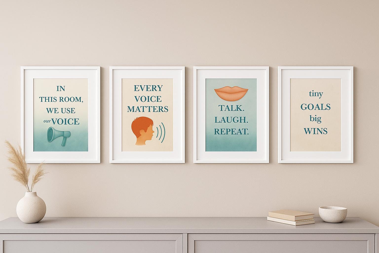 SLP Office Decor: Motivational Speech Therapy Art Prints (8x10) Bundle - 4 Posters