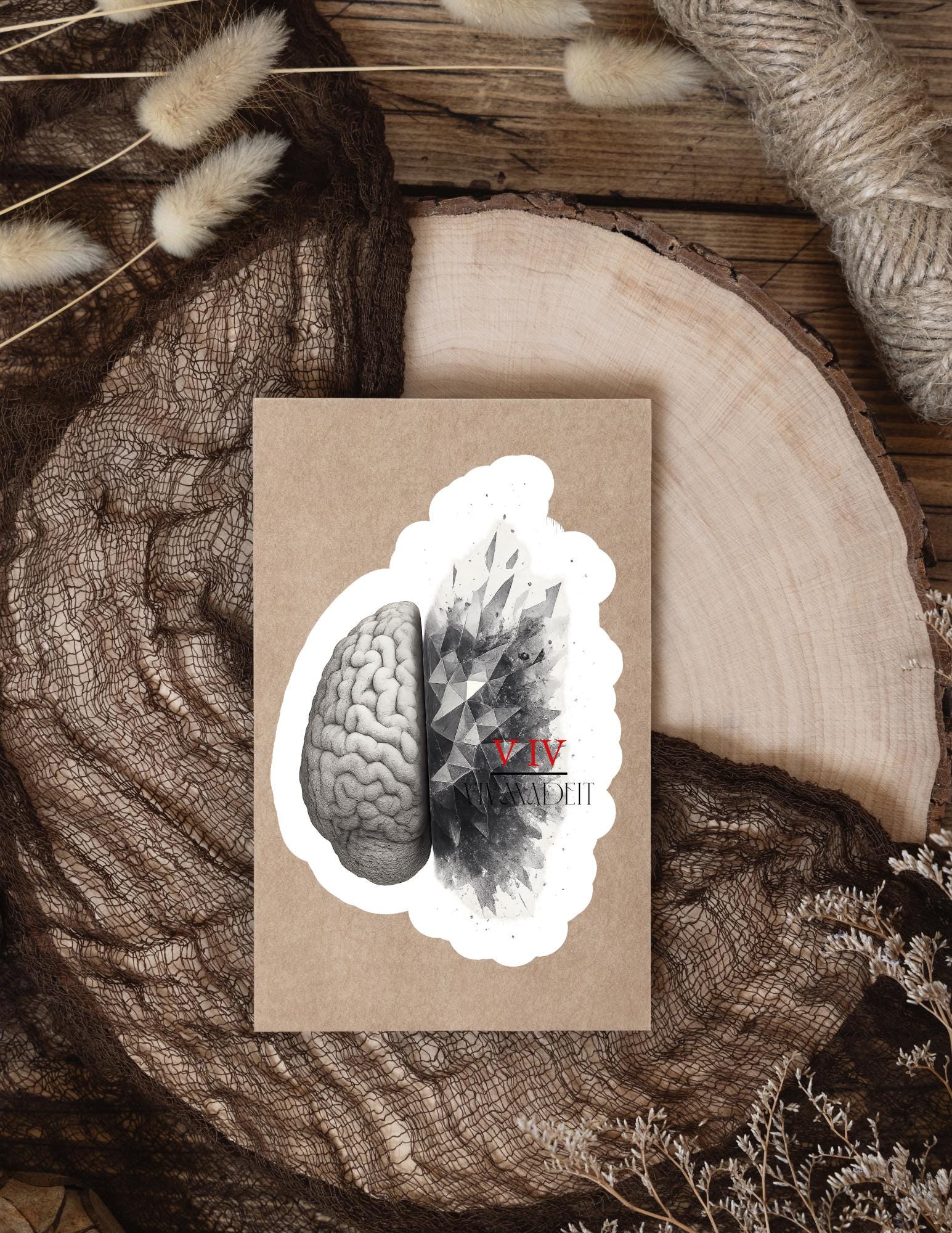 Abstract Brain Anatomy Sticker: Gothic Geometric Art