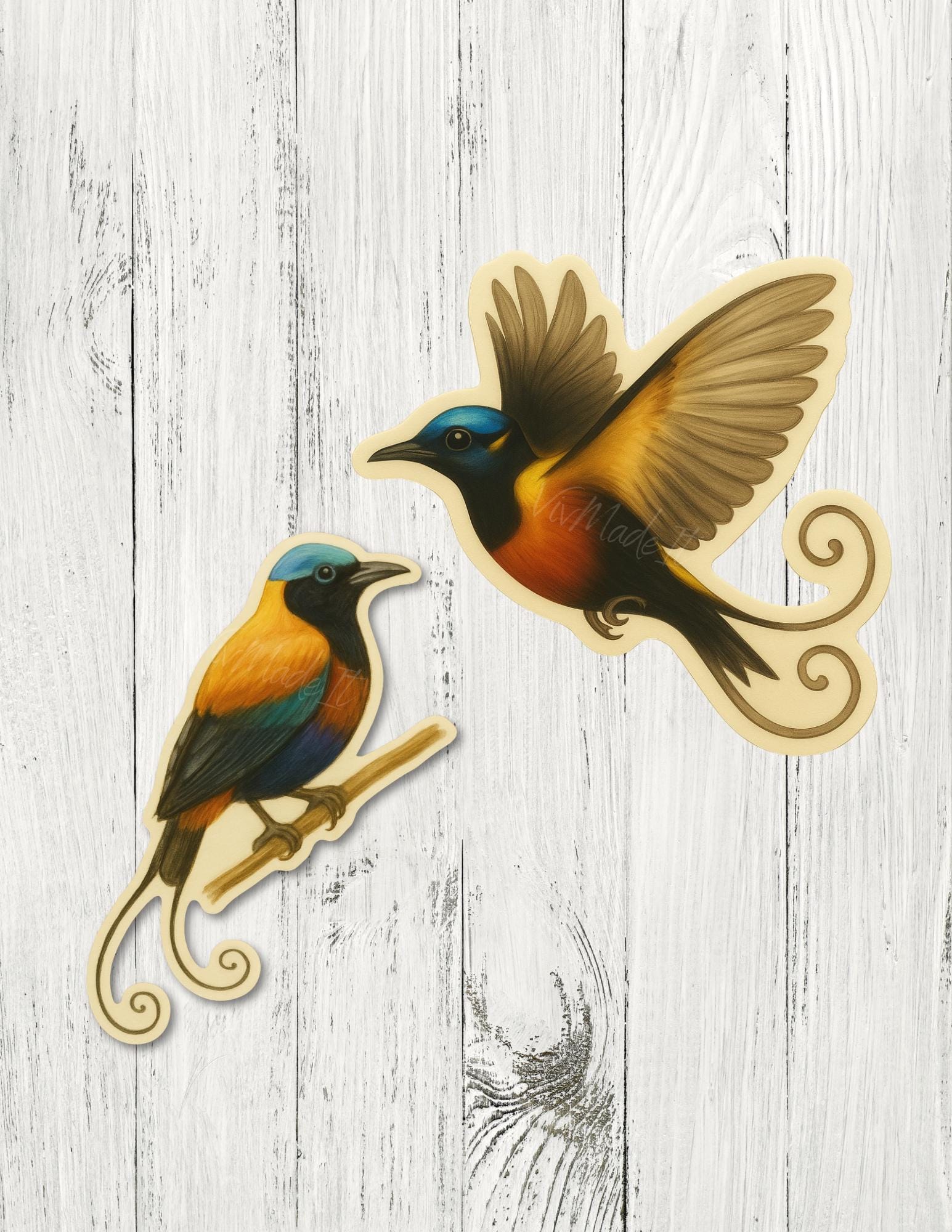 Bird of Paradise Sticker Set: Watercolor-Style Vinyl Decals