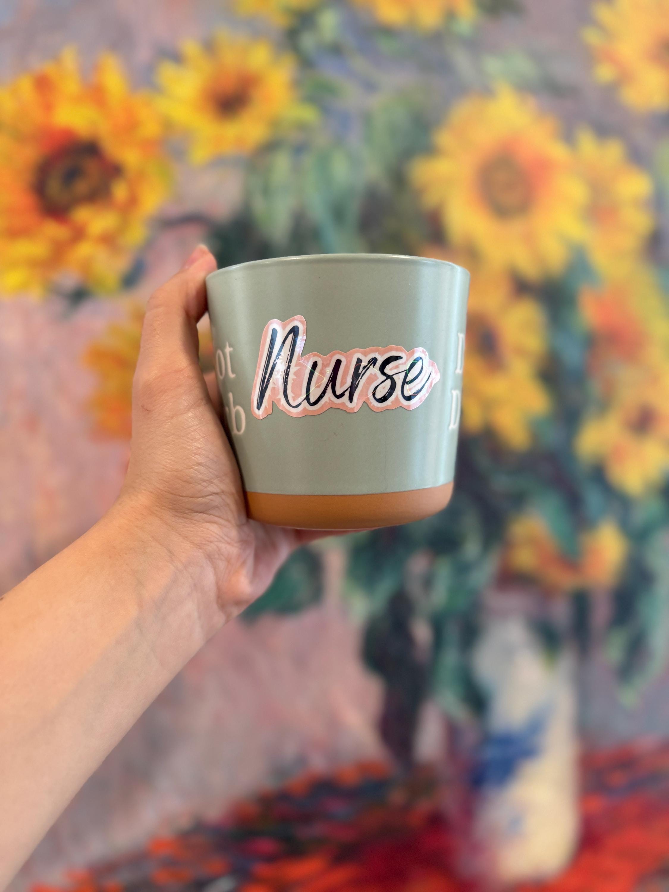 Nurse Sticker: Waterproof Vinyl Decal - Floral Design, 3.5" x 3.3"