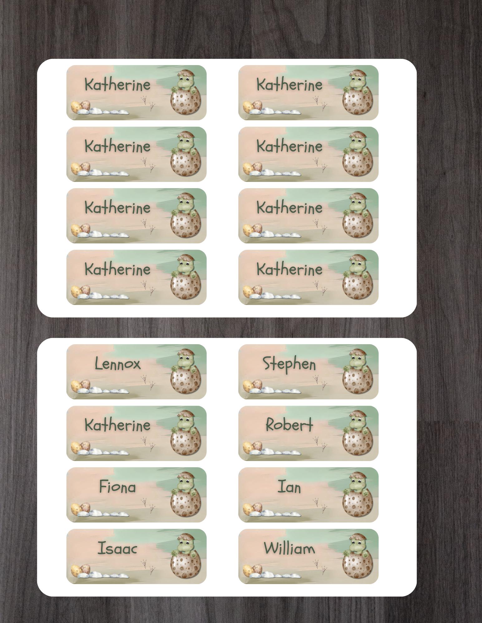 Dinosaur Egg Name Labels: Personalized Waterproof Stickers for Kids