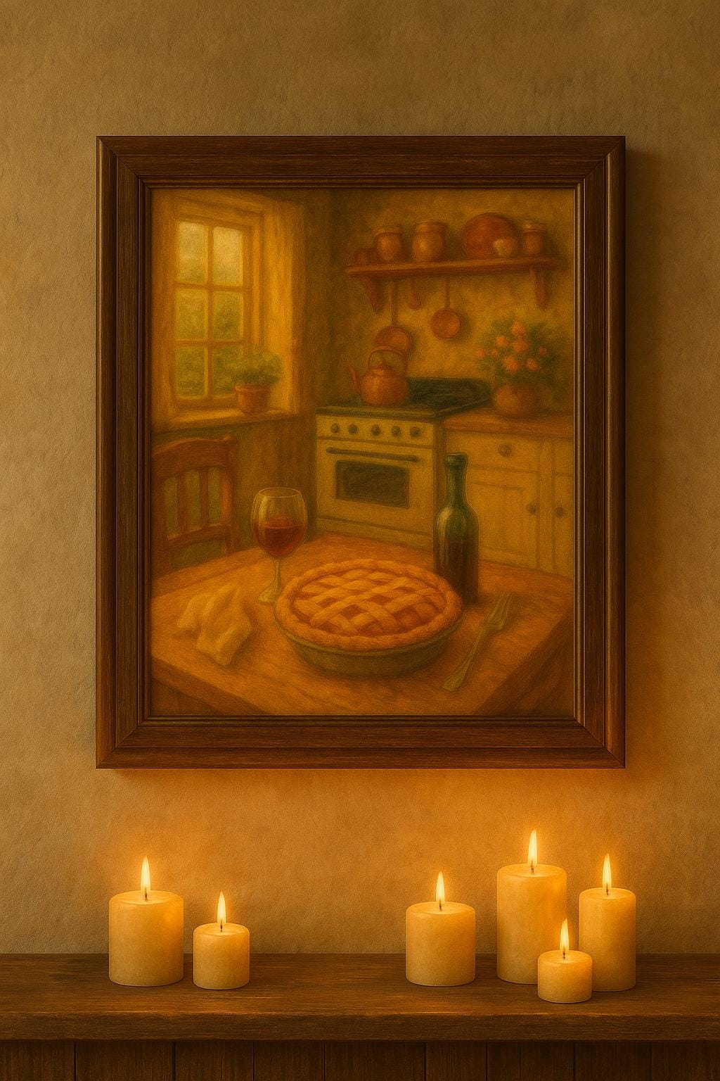 Cottage Kitchen Pie Art Print: Rustic Farmhouse Decor (8x10)