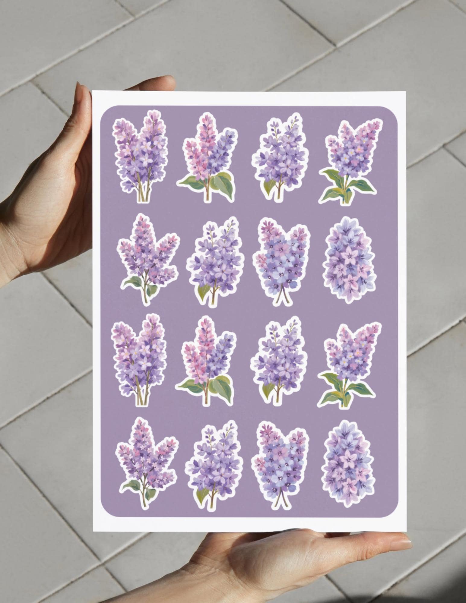 Lilac Flower Sticker Sheet – Purple Floral Stickers for Planners & Scrapbooks