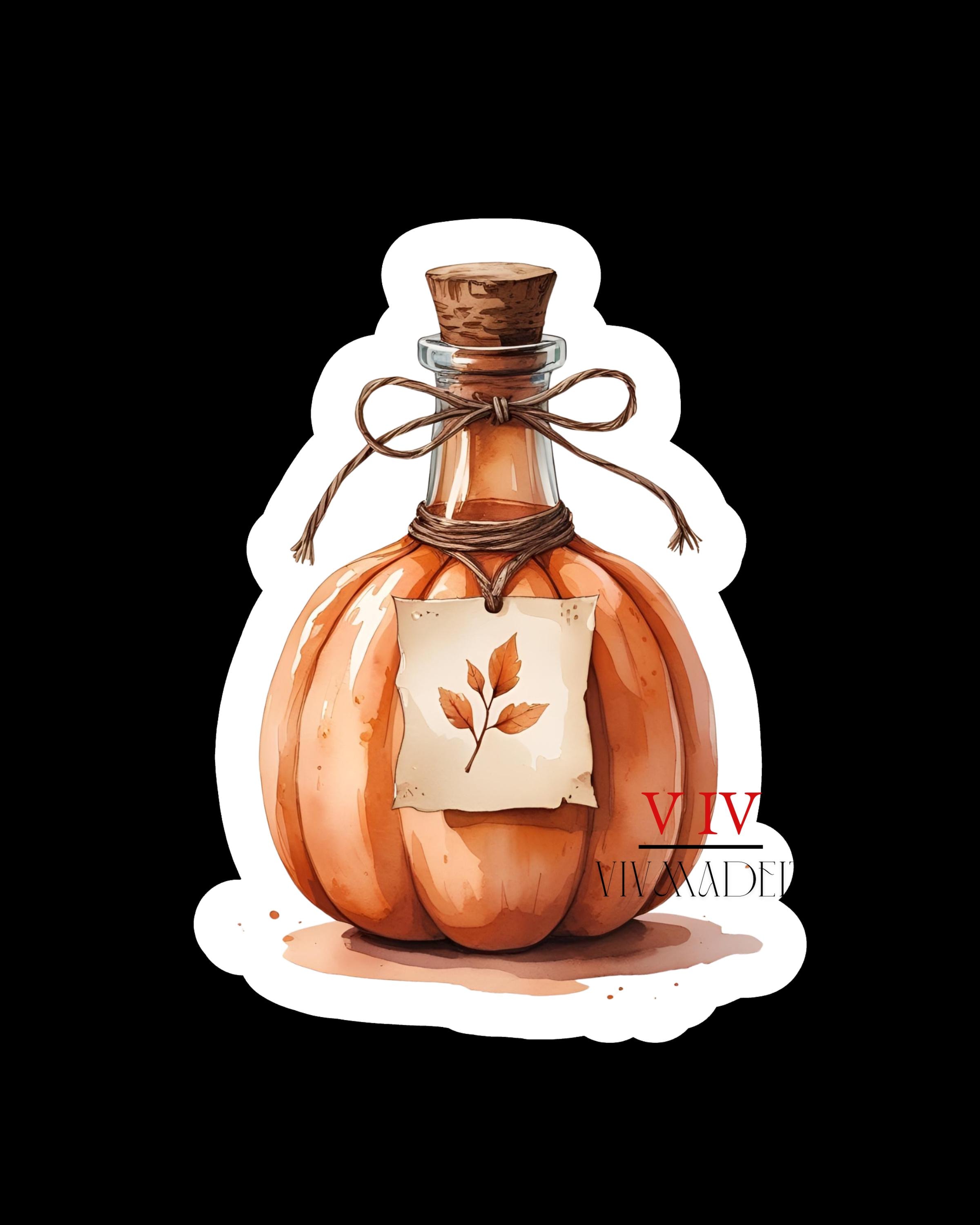 Pumpkin Potion Bottle Sticker: Watercolor Witchy Halloween Decor
