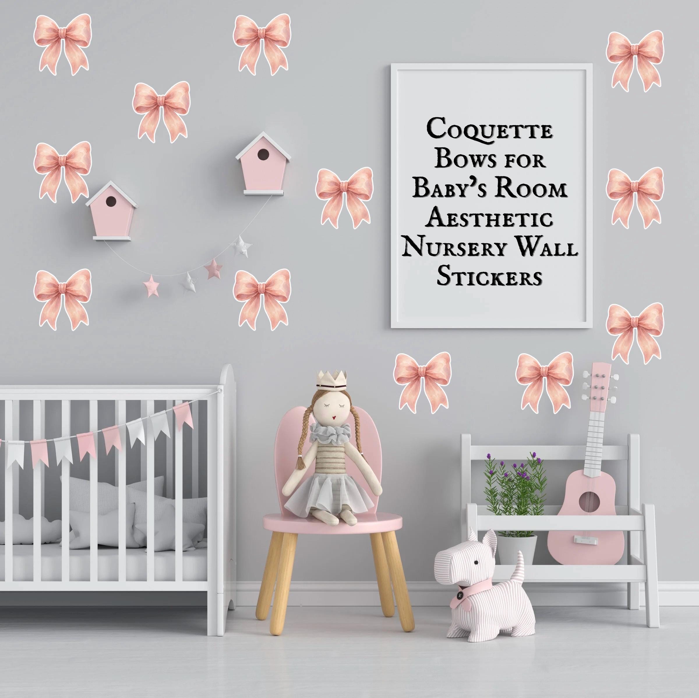 Watercolor Bow Wall Decals: Pink Coquette Nursery Decor