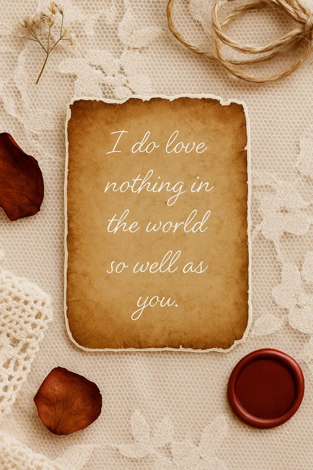 Shakespeare Love Quote Sticker: Vintage Parchment Wedding Favor (4 x 6)