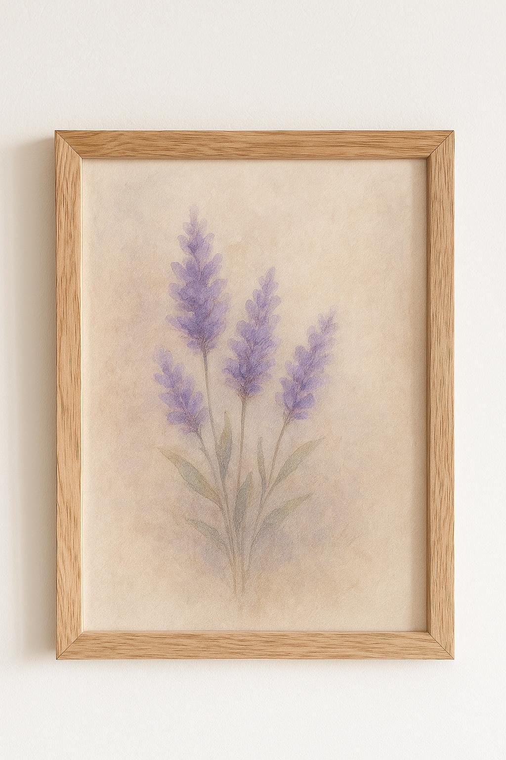 Framed Lavender Watercolor Print: Minimalist Floral Wall Art (8x10)