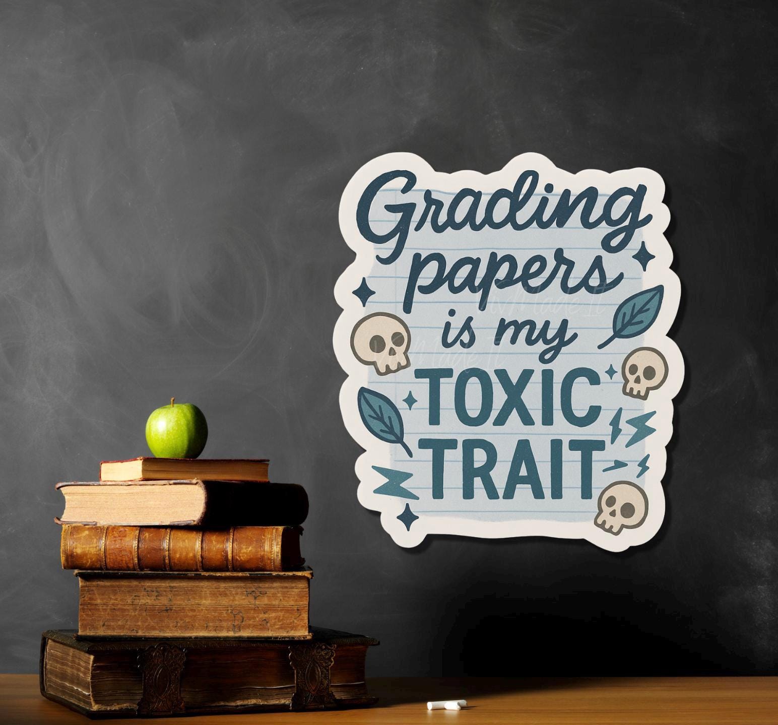 Funny Teacher Sticker: Grading Papers - Matte or Glossy Vinyl Decal