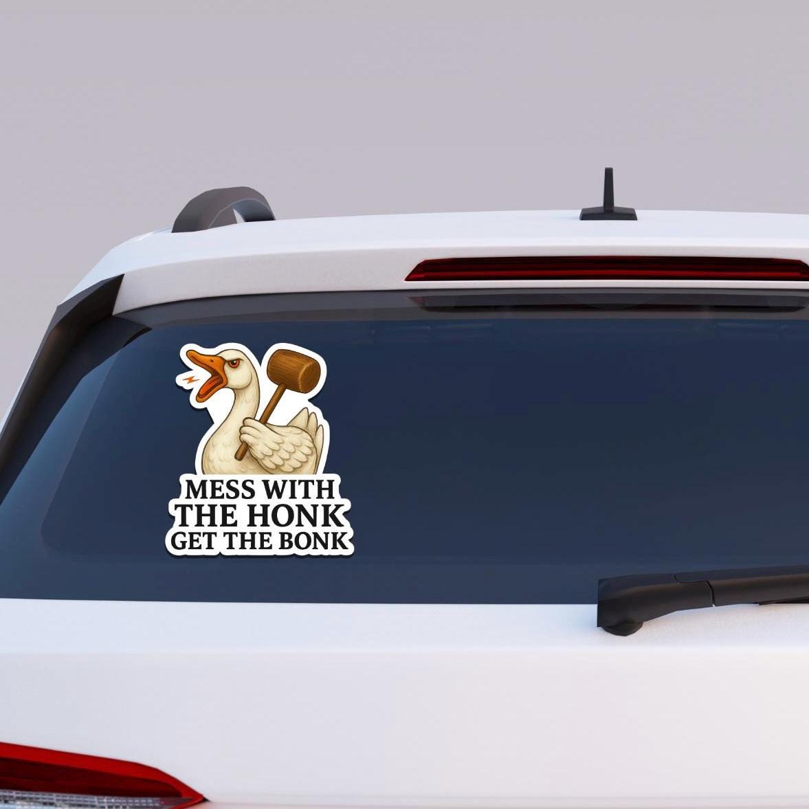 Funny Angry Goose Vinyl Sticker: "Mess With the Honk, Get the Bonk"