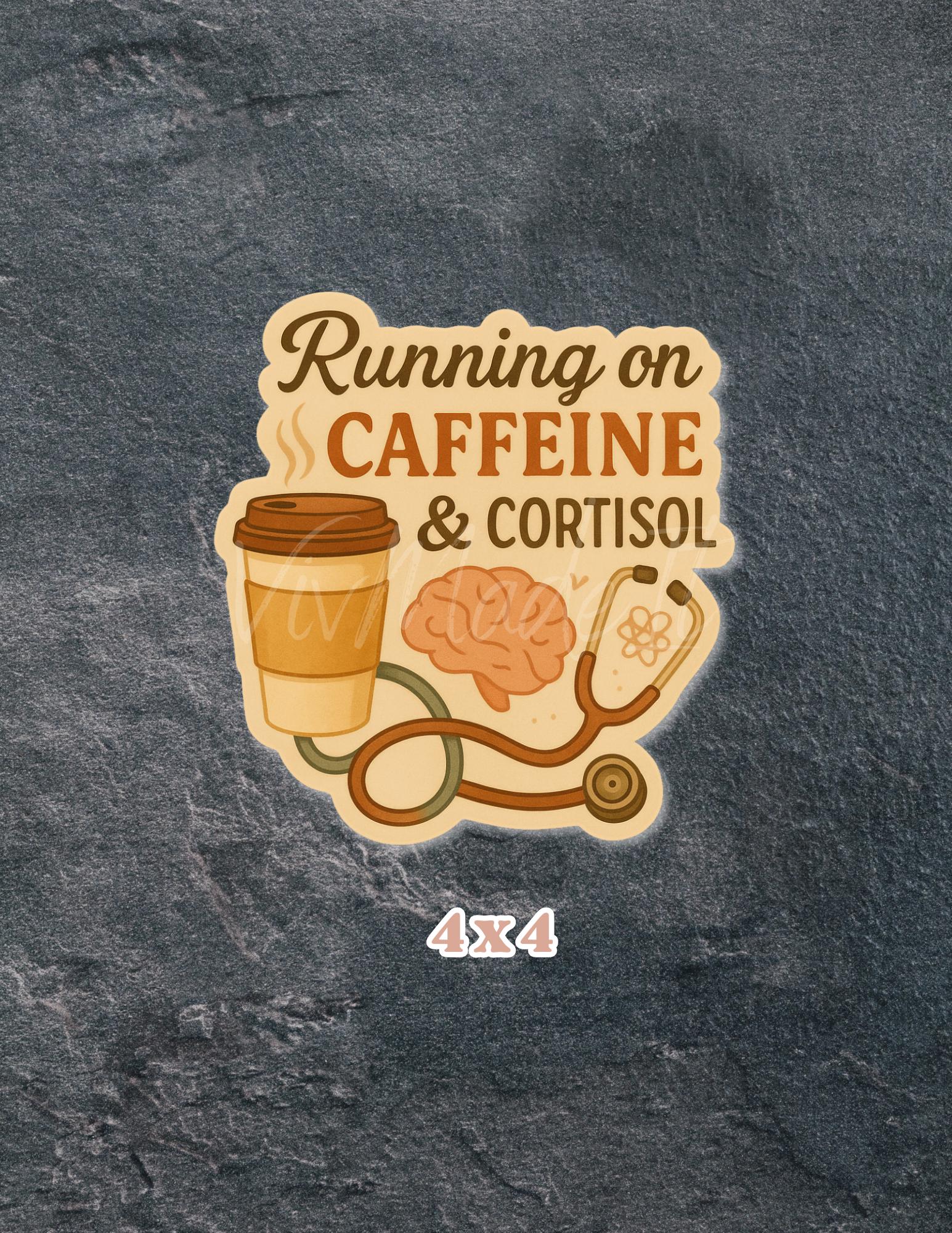 Caffeine & Cortisol Sticker: Funny Med Student/Doctor Vinyl Decal