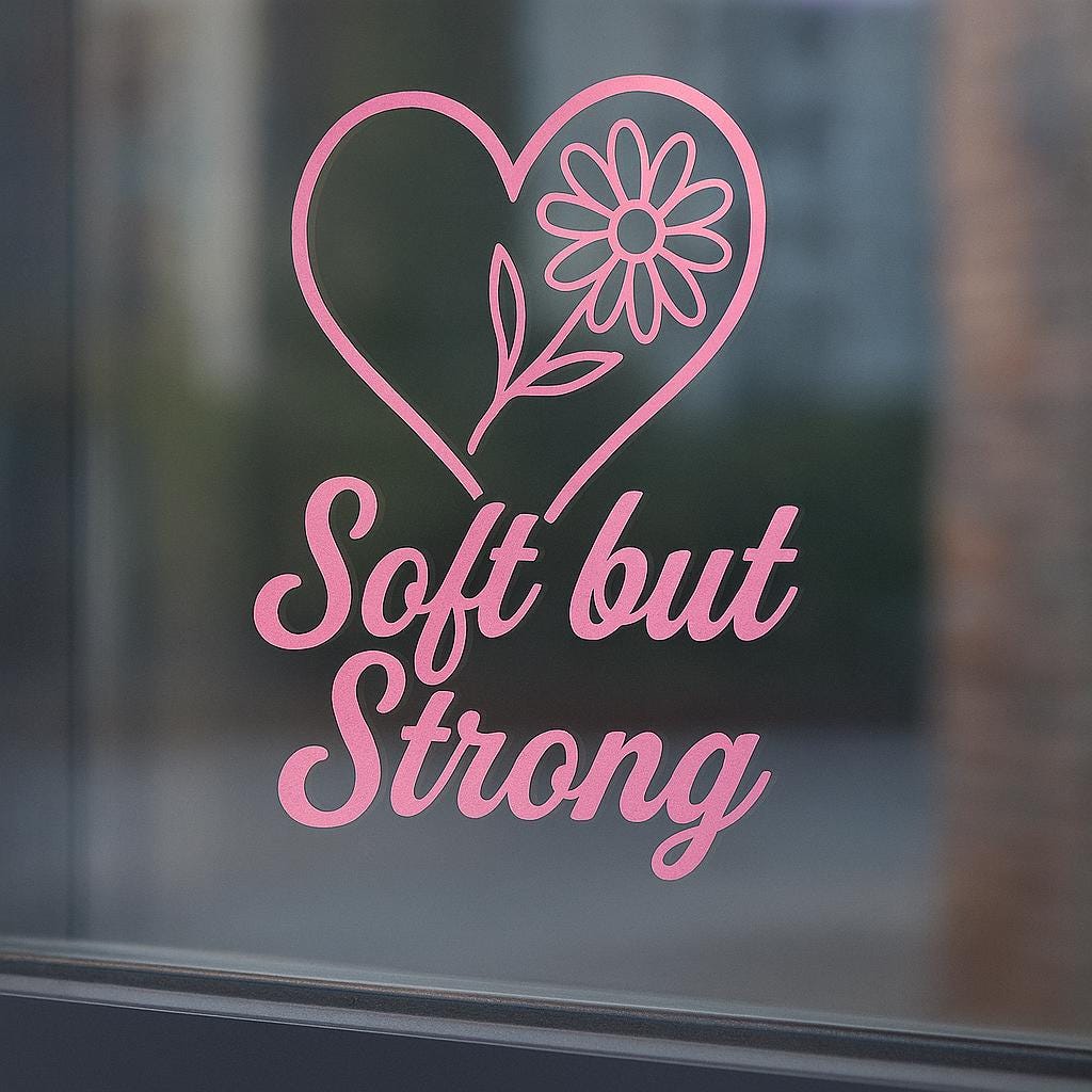 Floral Heart Vinyl Decal: Pink Holographic Feminist Sticker (6x6)