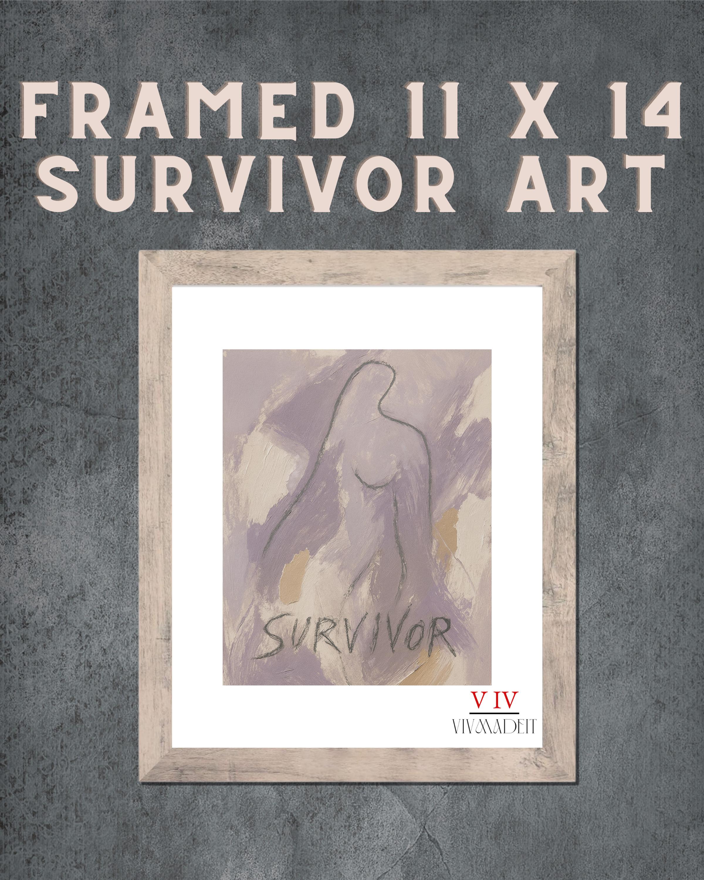 Survivor Art Print – Framed 11x14 Fine Art Painting for Strong Women, Domestic Violence, Cancer Survivor Gift, Feminist Wall Art Empowerment
