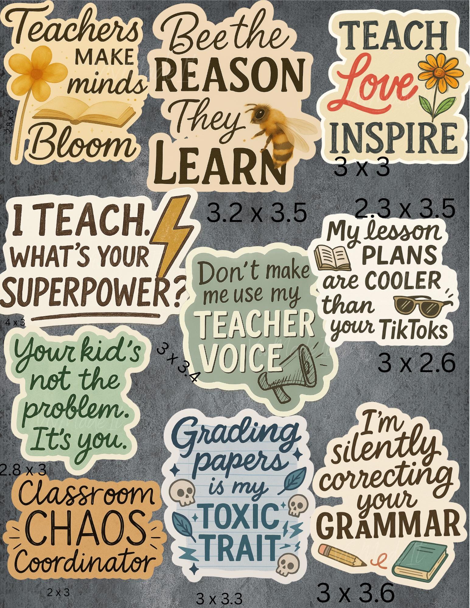 10-Piece Teacher Sticker Pack – Waterproof Back to School Stickers for Teachers, Gifts, and Classroom Decor – Funny Teacher Appreciation Set