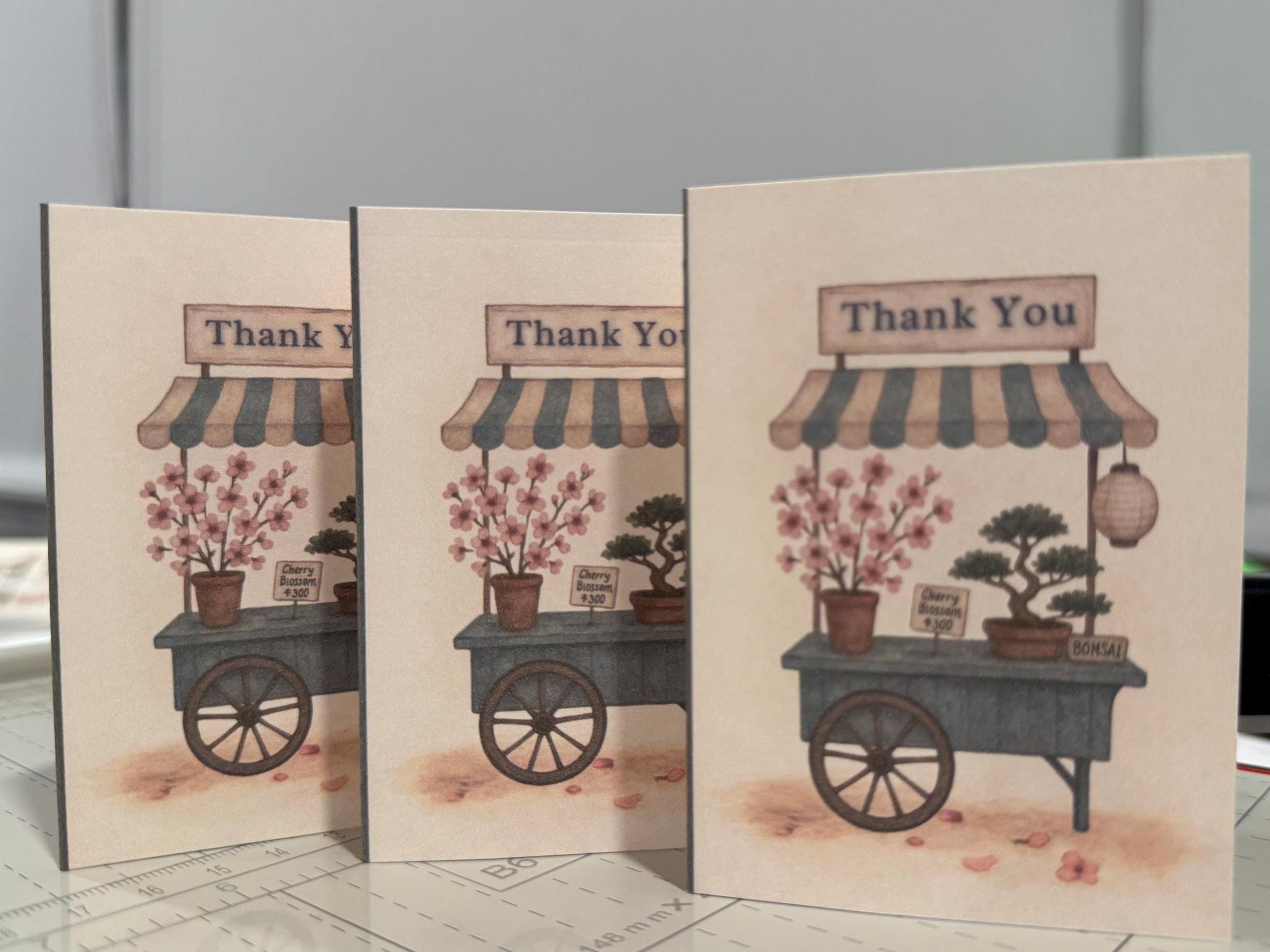 3x4 Flat Mini Floral Thank You Card – 110lbs Cardstock - Without Envelope