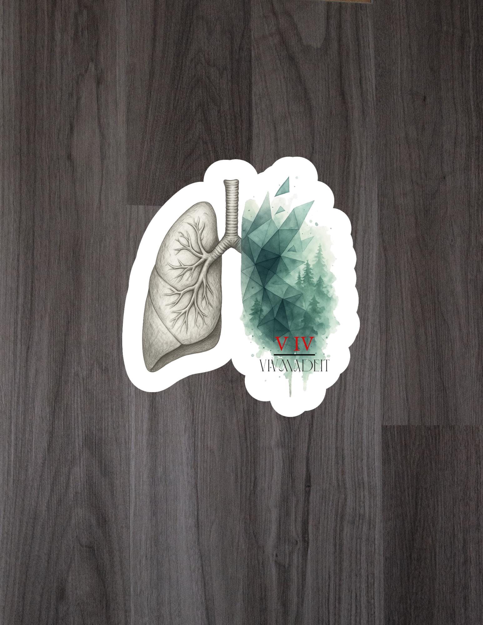 Abstract Lungs Sticker: Abstract Green Anatomy, Medical Gothic Art