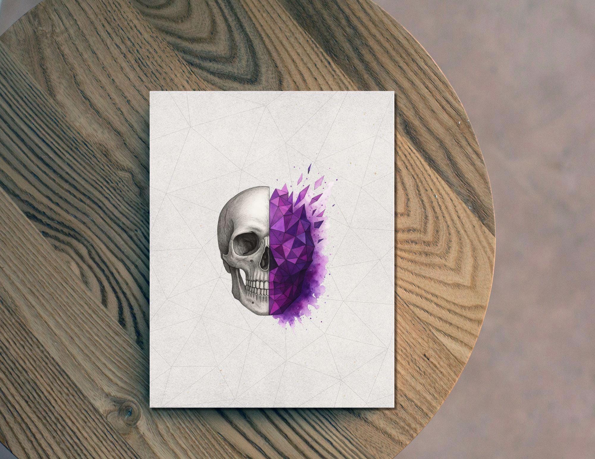 Abstract Skull Anatomy Print: Purple Geometric Gothic Wall Art