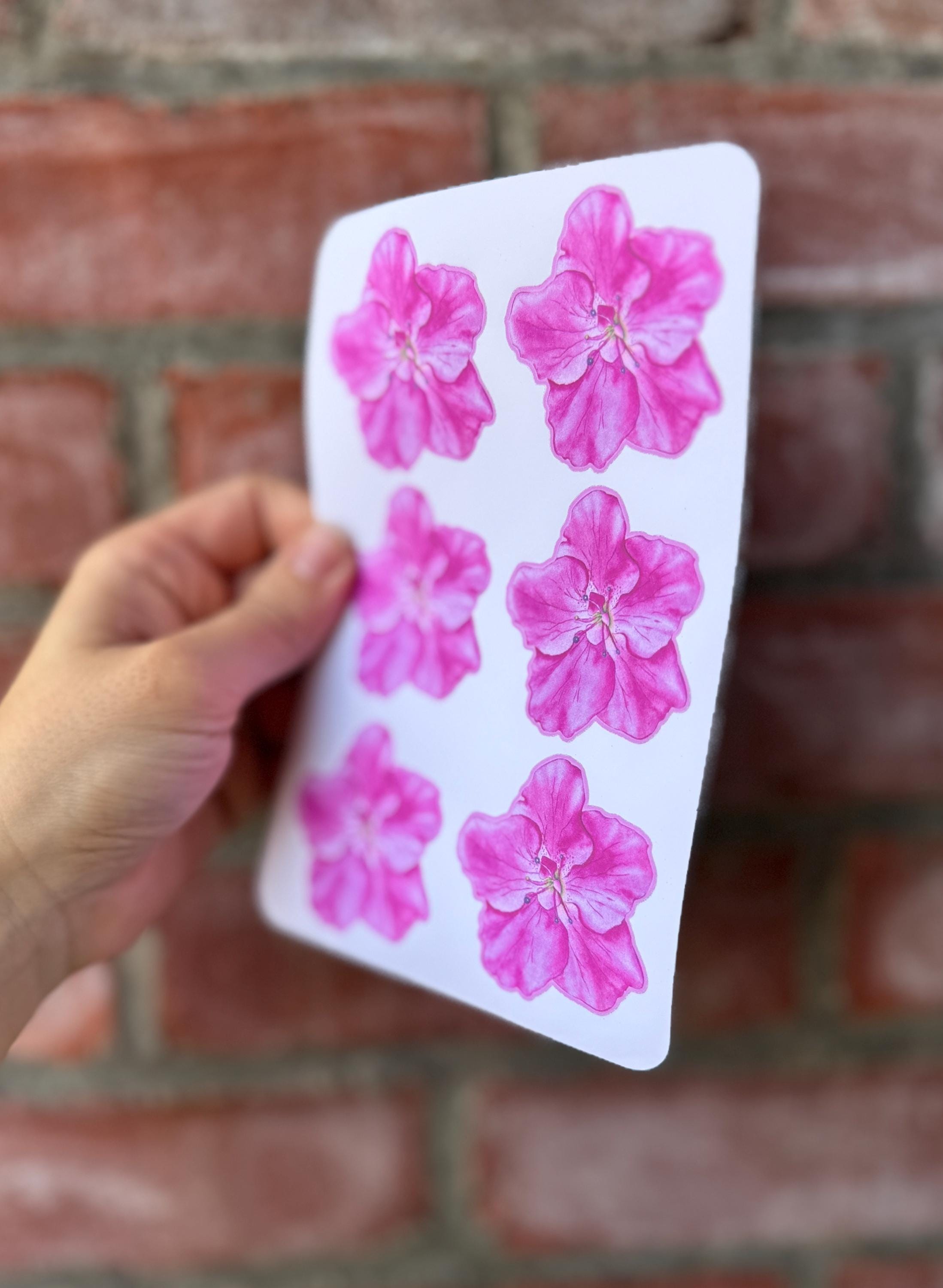 2” Pink Watercolor Flower Stickers – Floral Decals for Nursery Walls, Invitations, Party Decor, Journals – Matte, Glossy, or Holographic