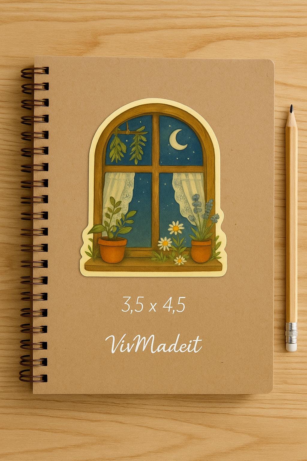 Cottage Window Moonlit Sticker – Warm & Cozy 3.5 x 4.5” | Glossy, Semi-Glossy, or Matte Finish Nature Sticker Moonlight Window Aesthetic
