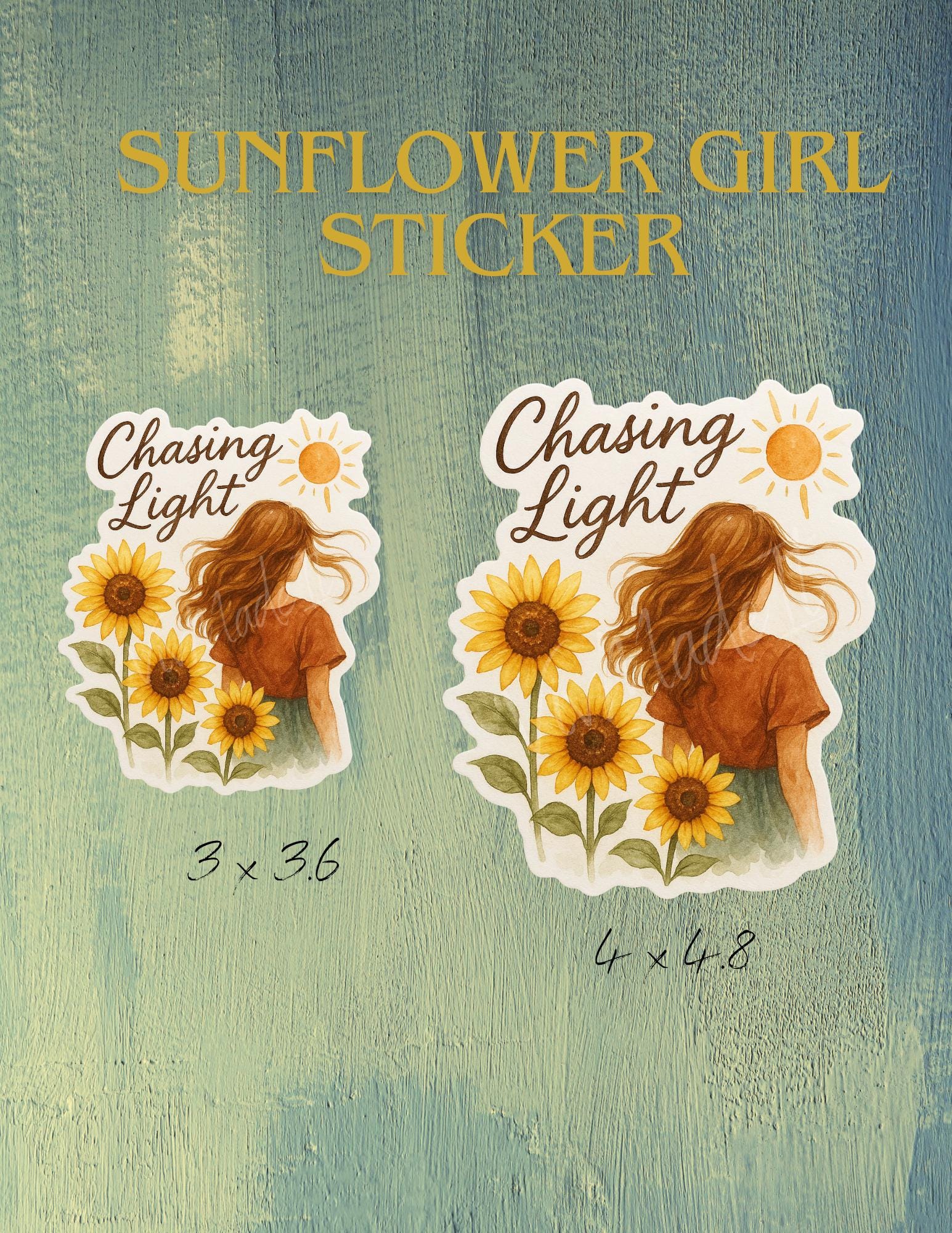 Sunflower Girl Sticker: "Chasing Light" Waterproof Floral Decal