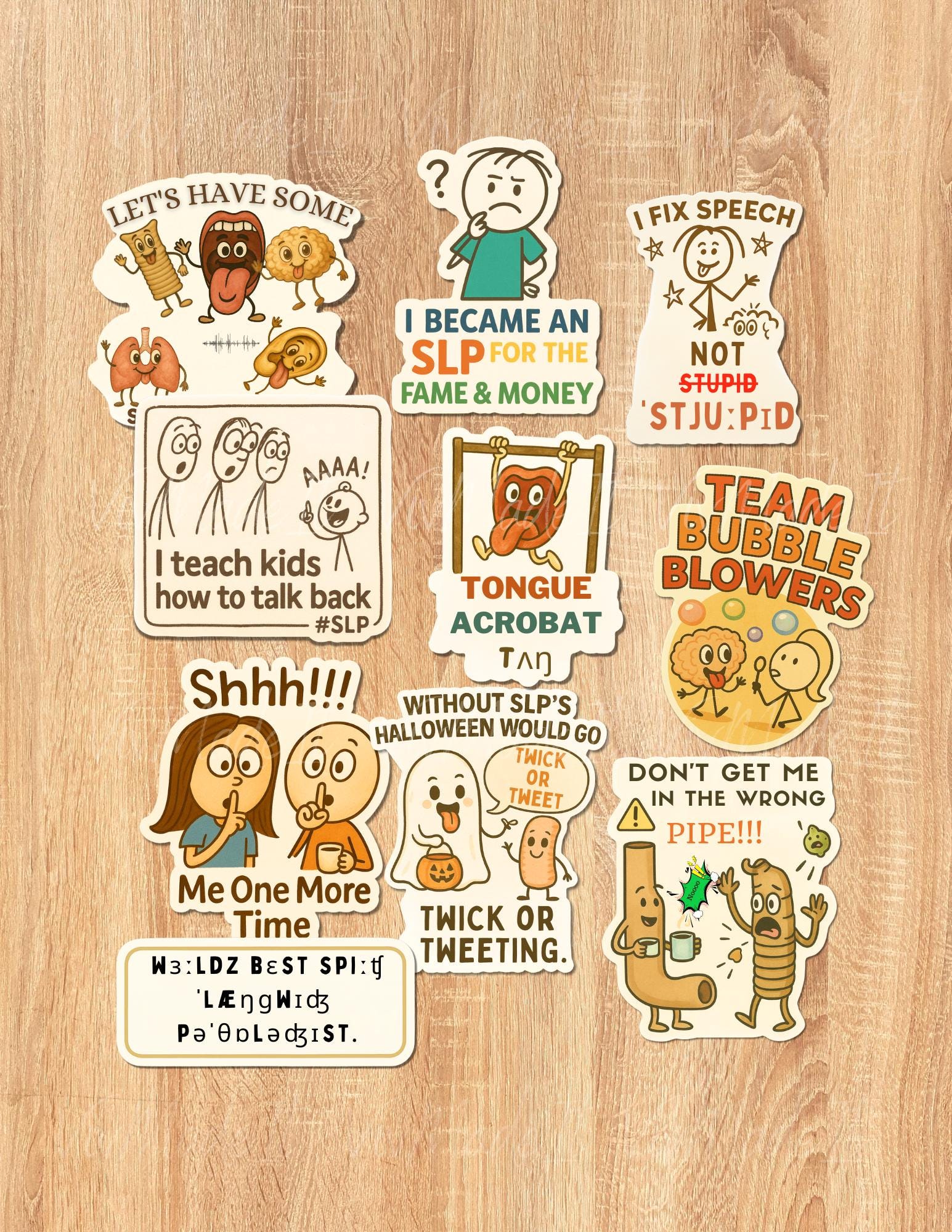 Funny SLP Sticker Pack: Speech Therapy Gifts for Therapists