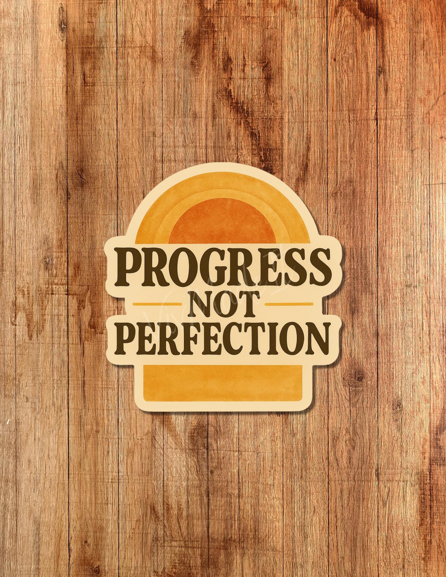Therapist Sticker – Progress Not Perfection – Mental Health Vinyl Sticker – Retro Rainbow – Motivational Self-Love Quote