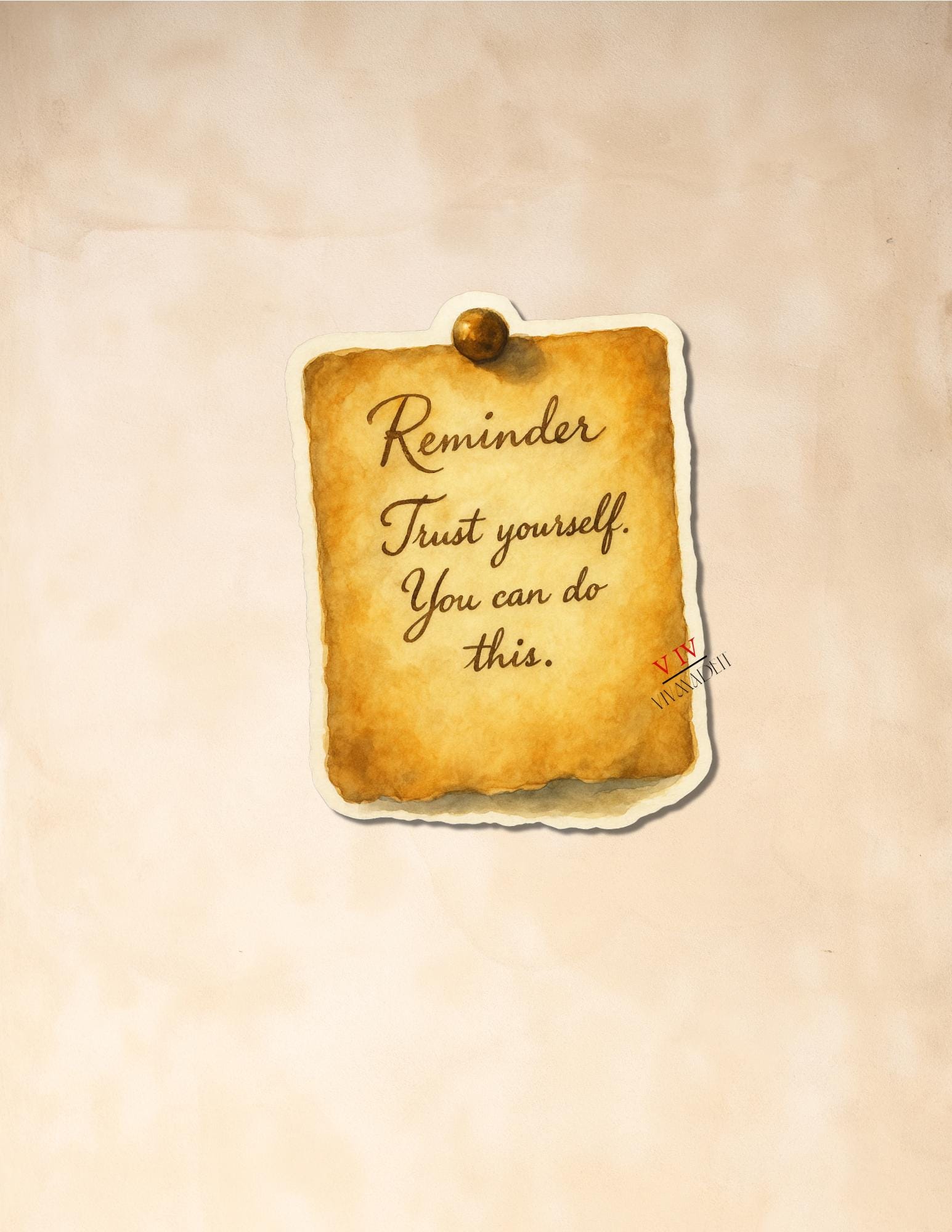 Trust Yourself Sticker: Vintage Watercolor Quote, Motivational Journaling