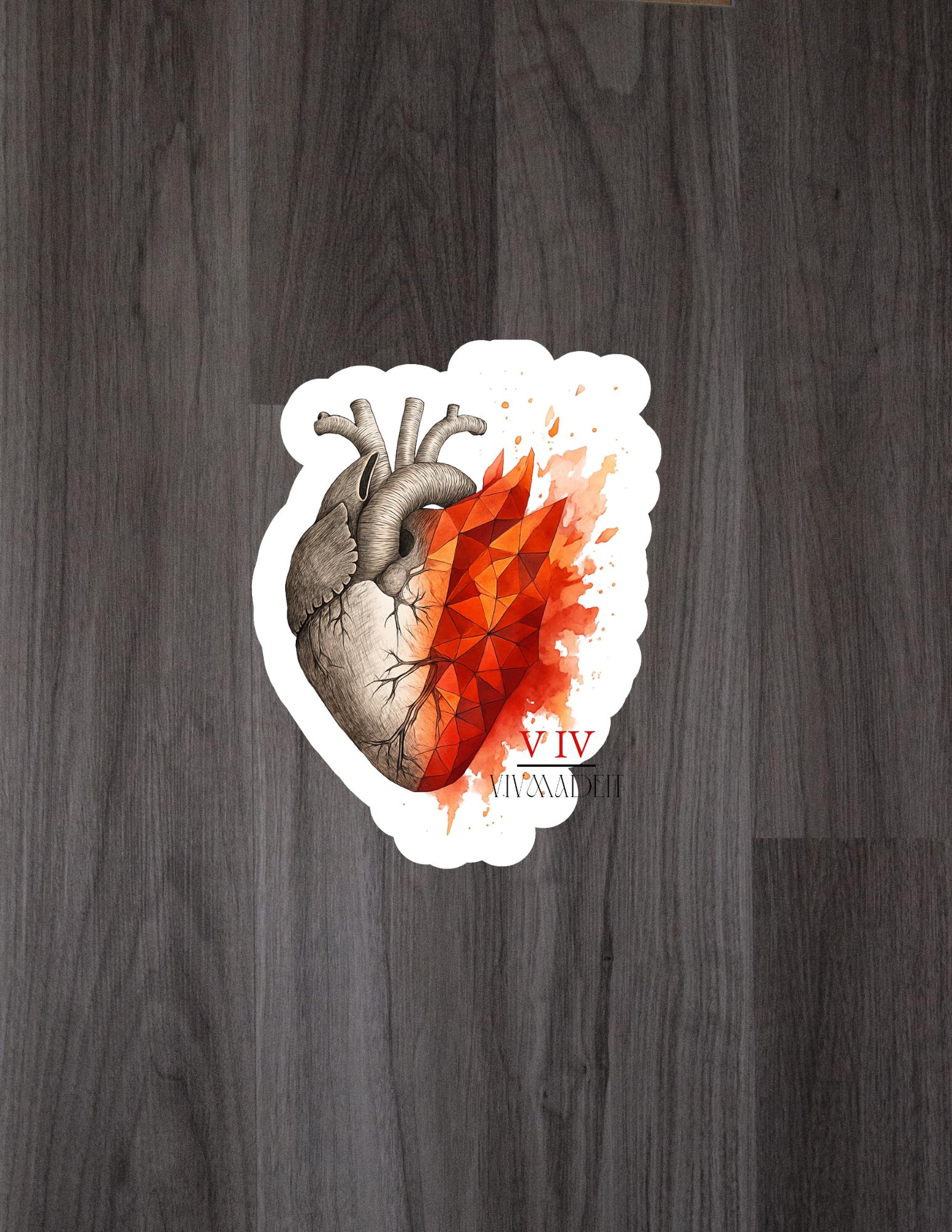 Anatomical Heart Sticker: Gothic Geometric Art - Medical Gift