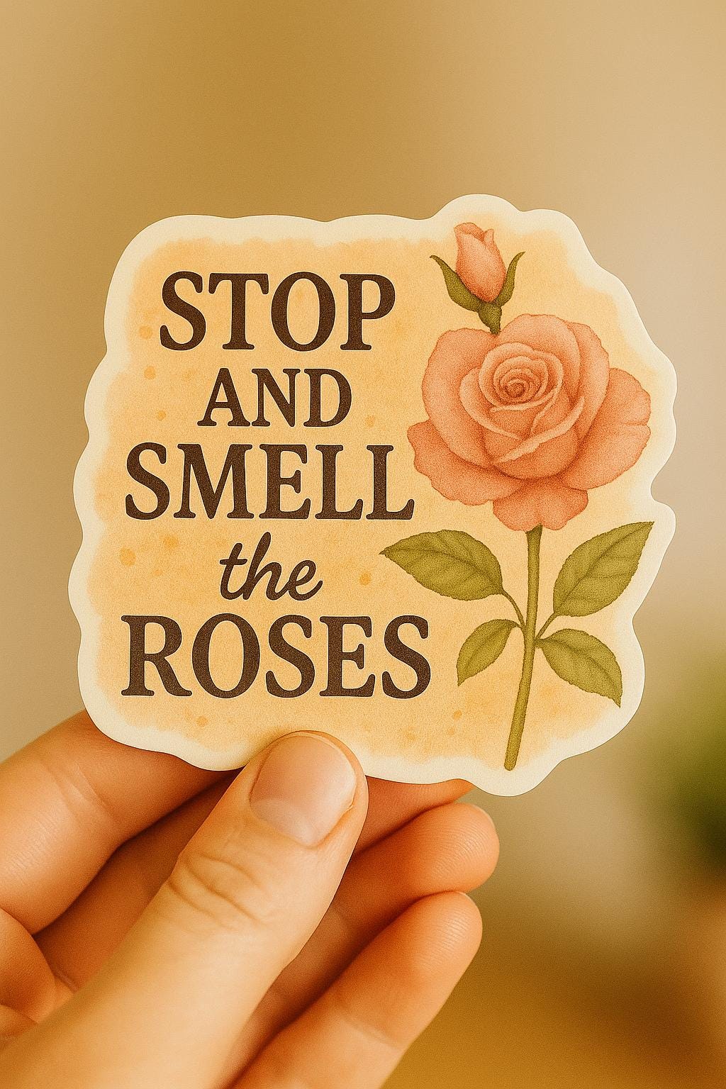 Vintage Rose Quote Sticker: Waterproof Floral Vinyl Decal