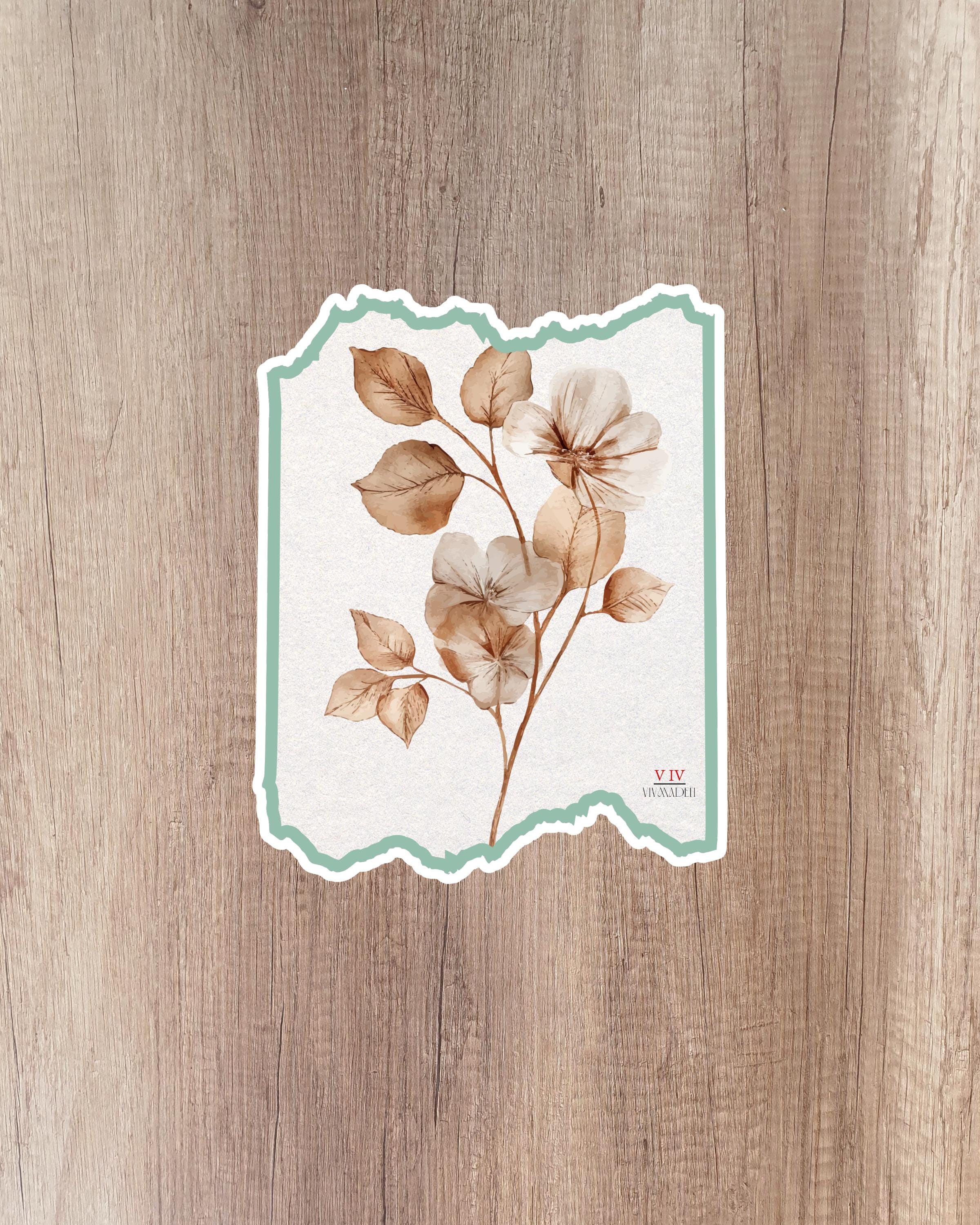 Vintage Floral Sticker: Waterproof Matte Botanical Art