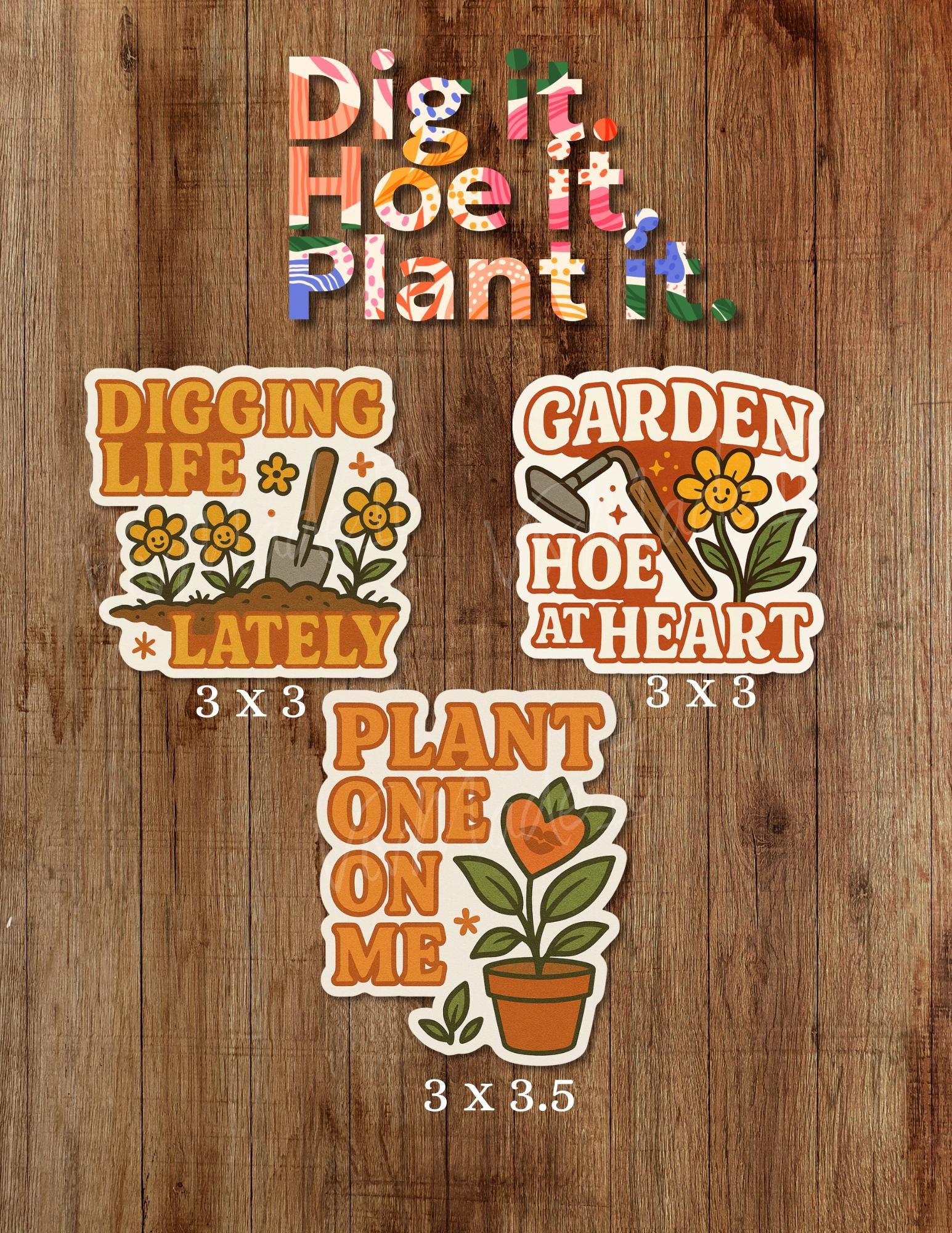 Funny Gardening Pun Stickers: Waterproof Vinyl Decal Set - Plant Lover Gift