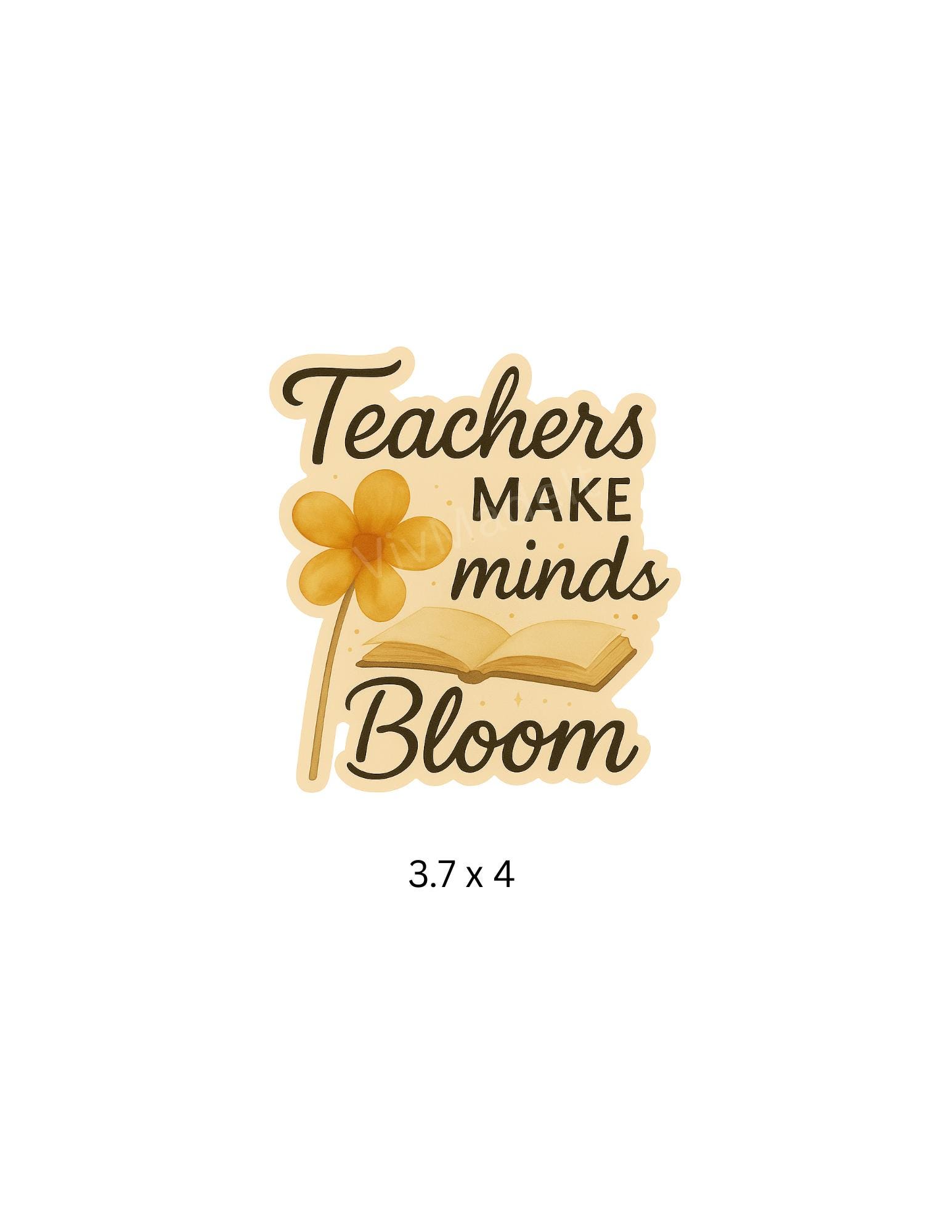 Teachers Make Minds Bloom Sticker: Watercolor Bee & Flower Vinyl Decal