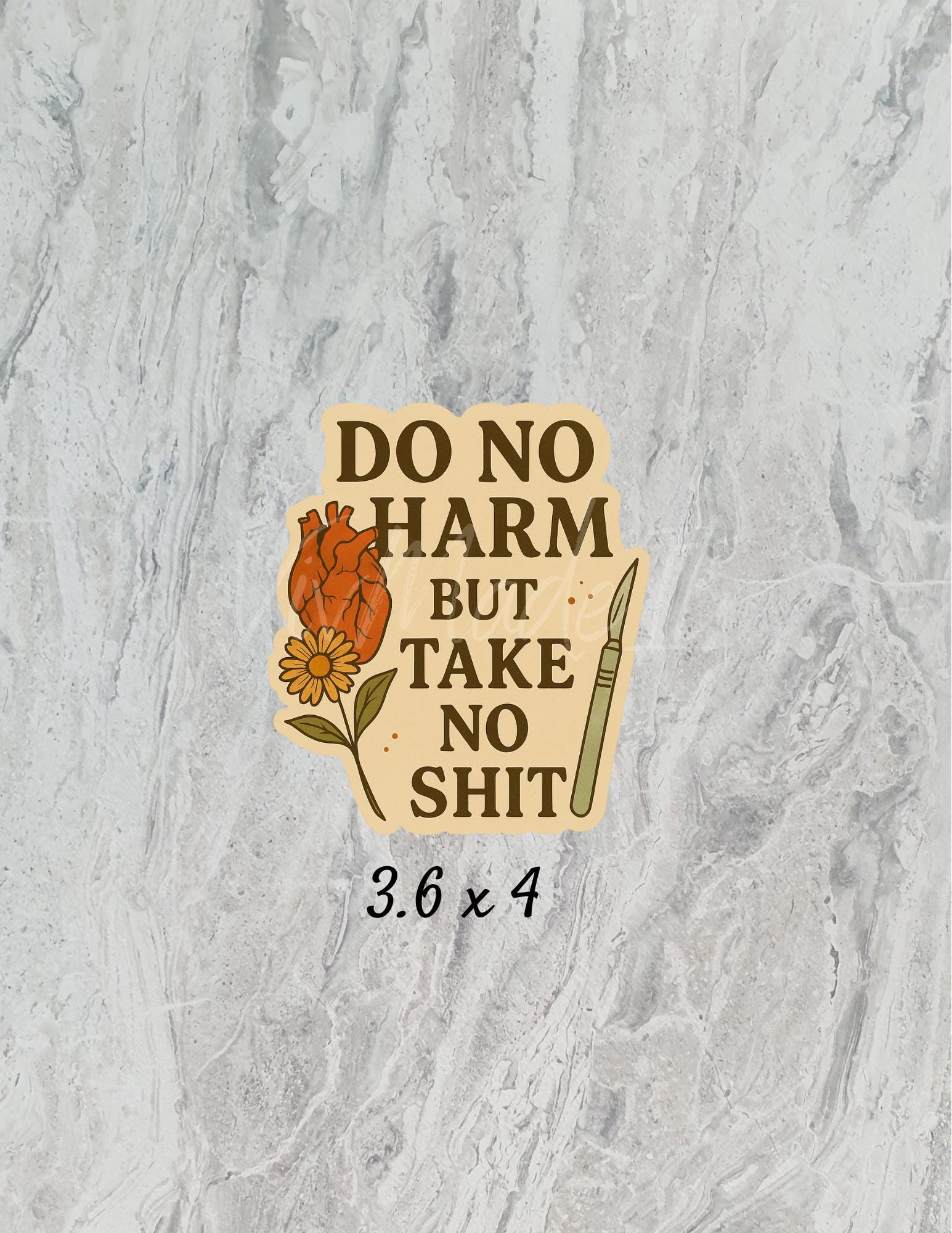 Funny Med Student Sticker: Do No Harm, Vintage Heart & Scalpel