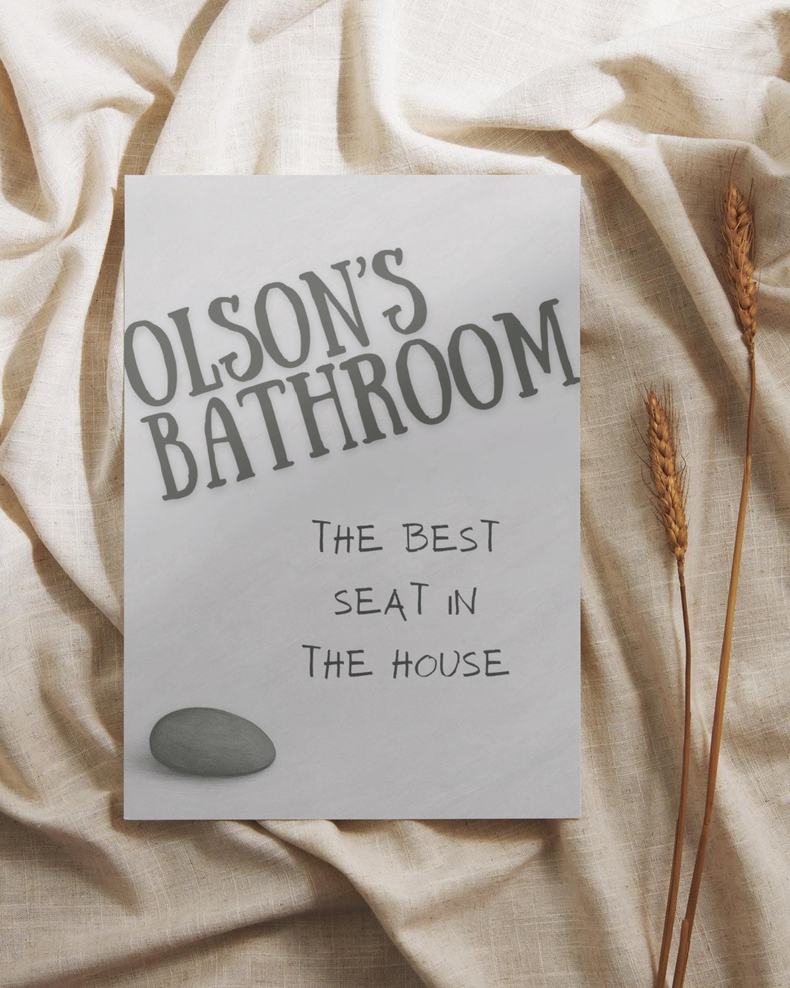 Personalized Bathroom Art Print: Funny Farmhouse Decor, Custom Name 8x10
