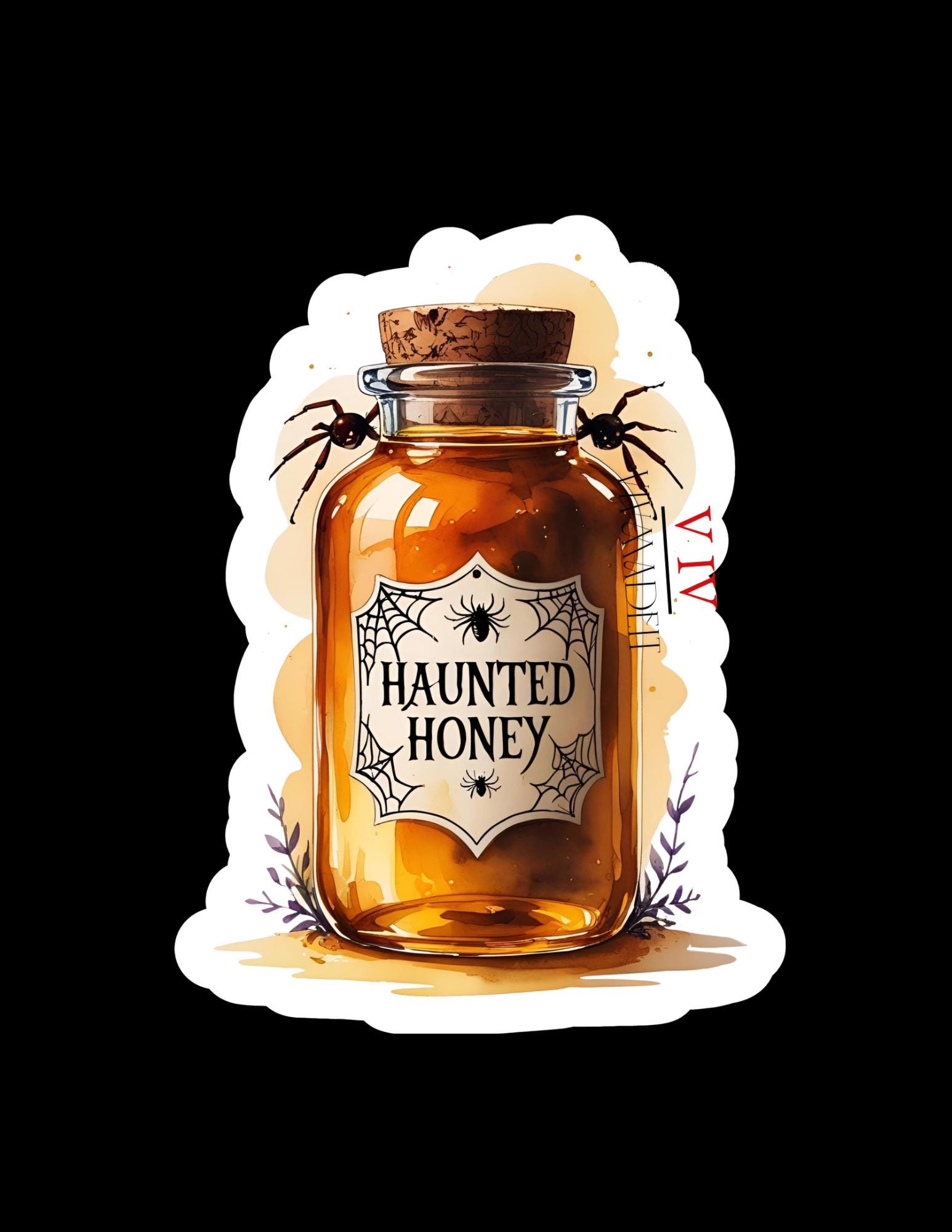 Haunted Honey Jar Sticker: Halloween Witch Potion, Spider Web Label
