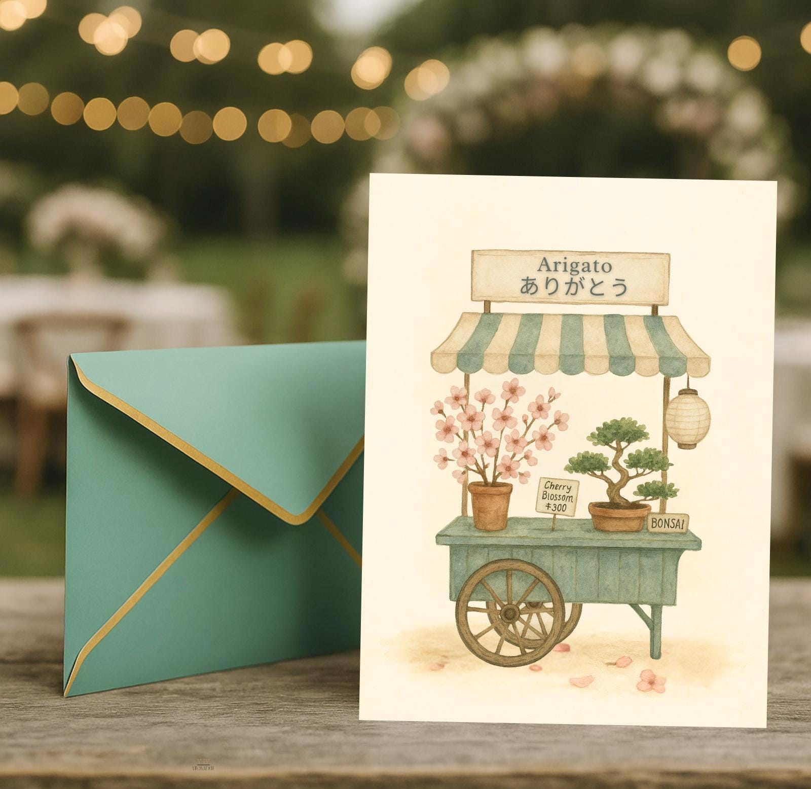 Custom Cherry Blossom Watercolor Greeting Card: Floral Birthday Thank You Card