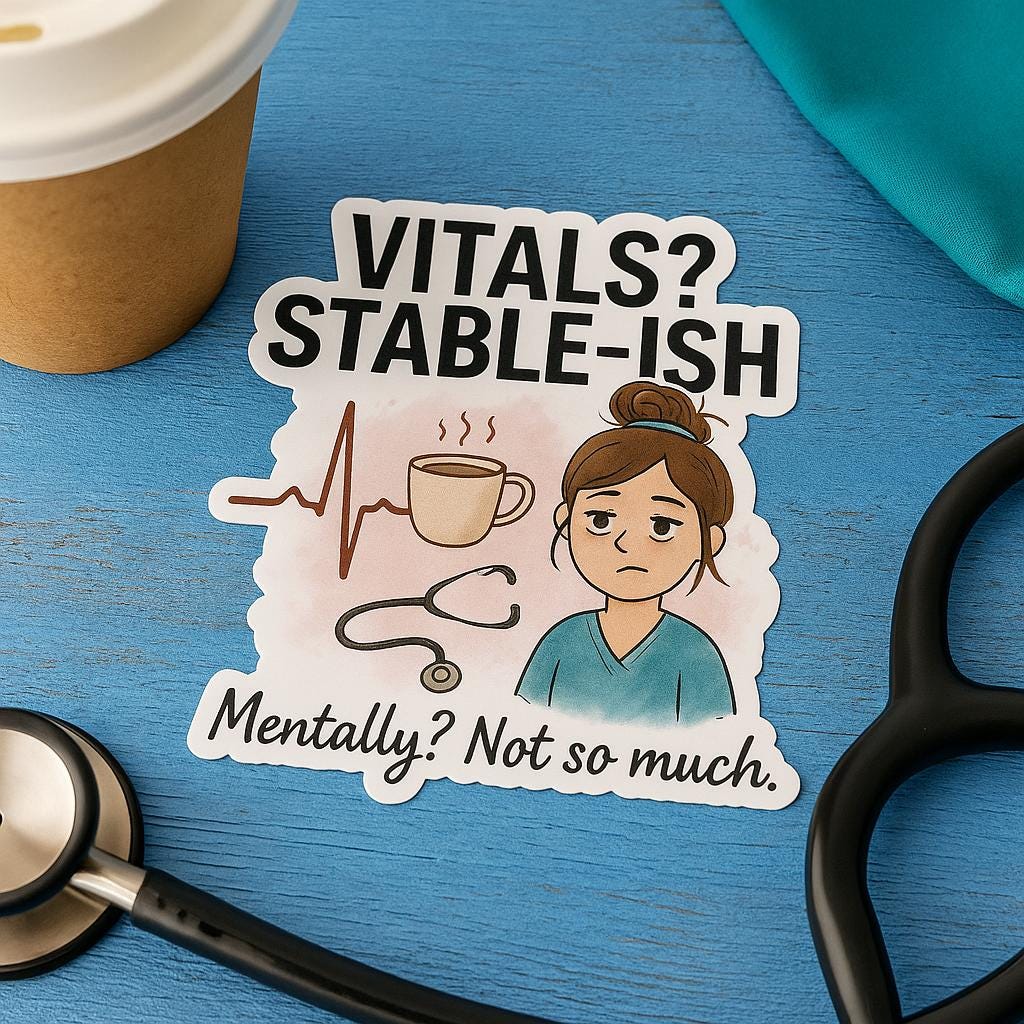 Funny Nurse Sticker: Vitals Stable-ish, RN Life - Waterproof Vinyl Decal